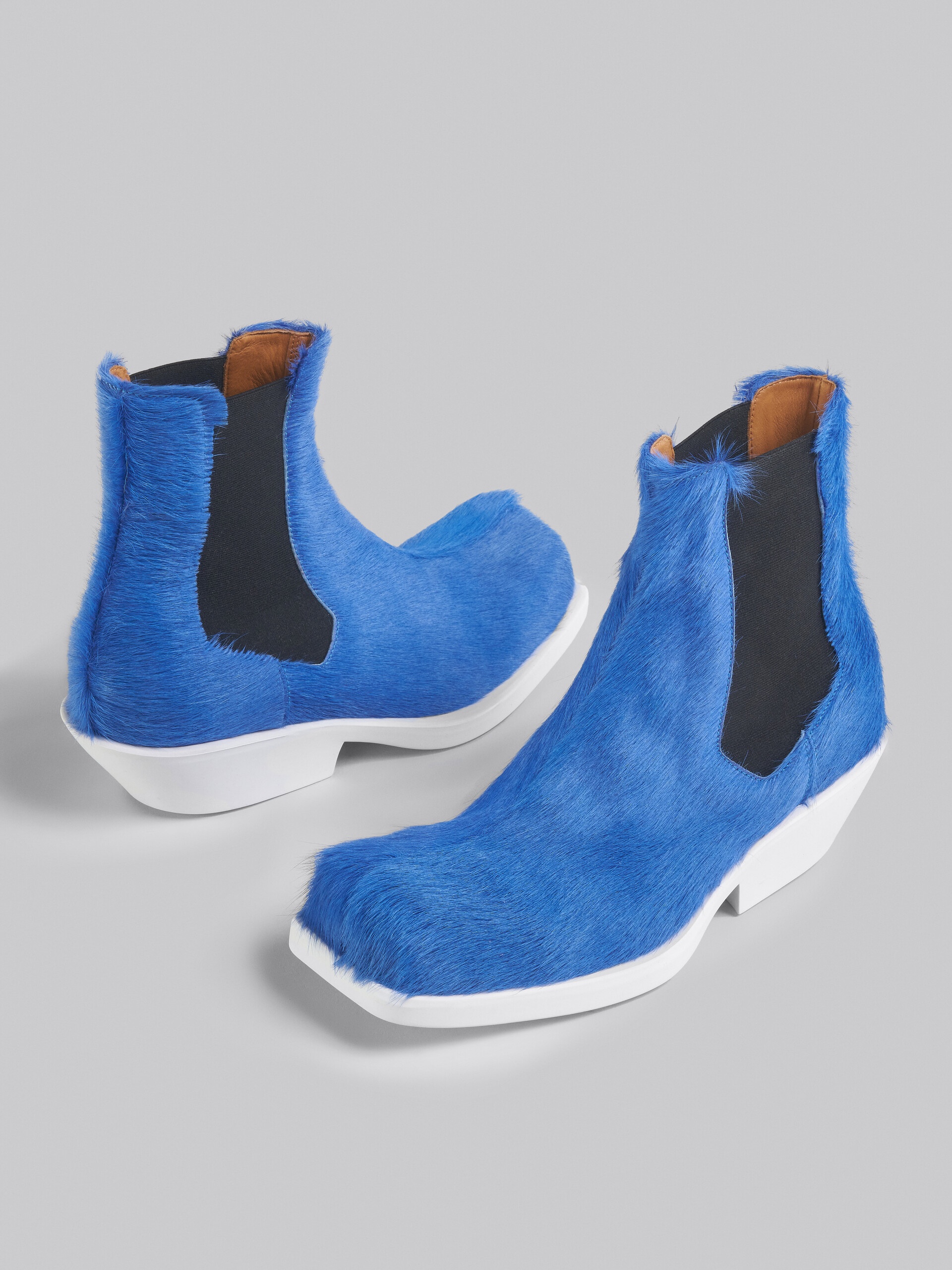 BLUE LONG HAIR CALFSKIN CHELSEA BOOT - 4