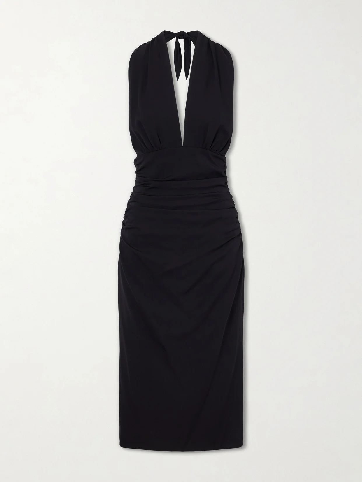 Halterneck Backless Silk-blend Midi Dress - 1
