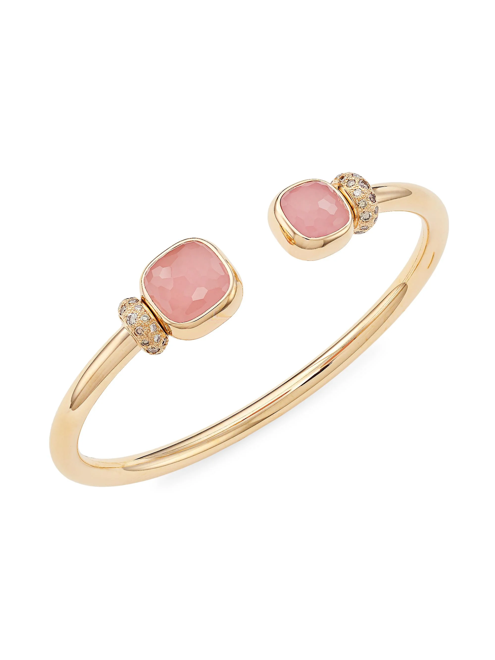 Women's Nudo 18K Rose Gold, Rose Quartz & Diamond Cuff - Rose Gold - 1
