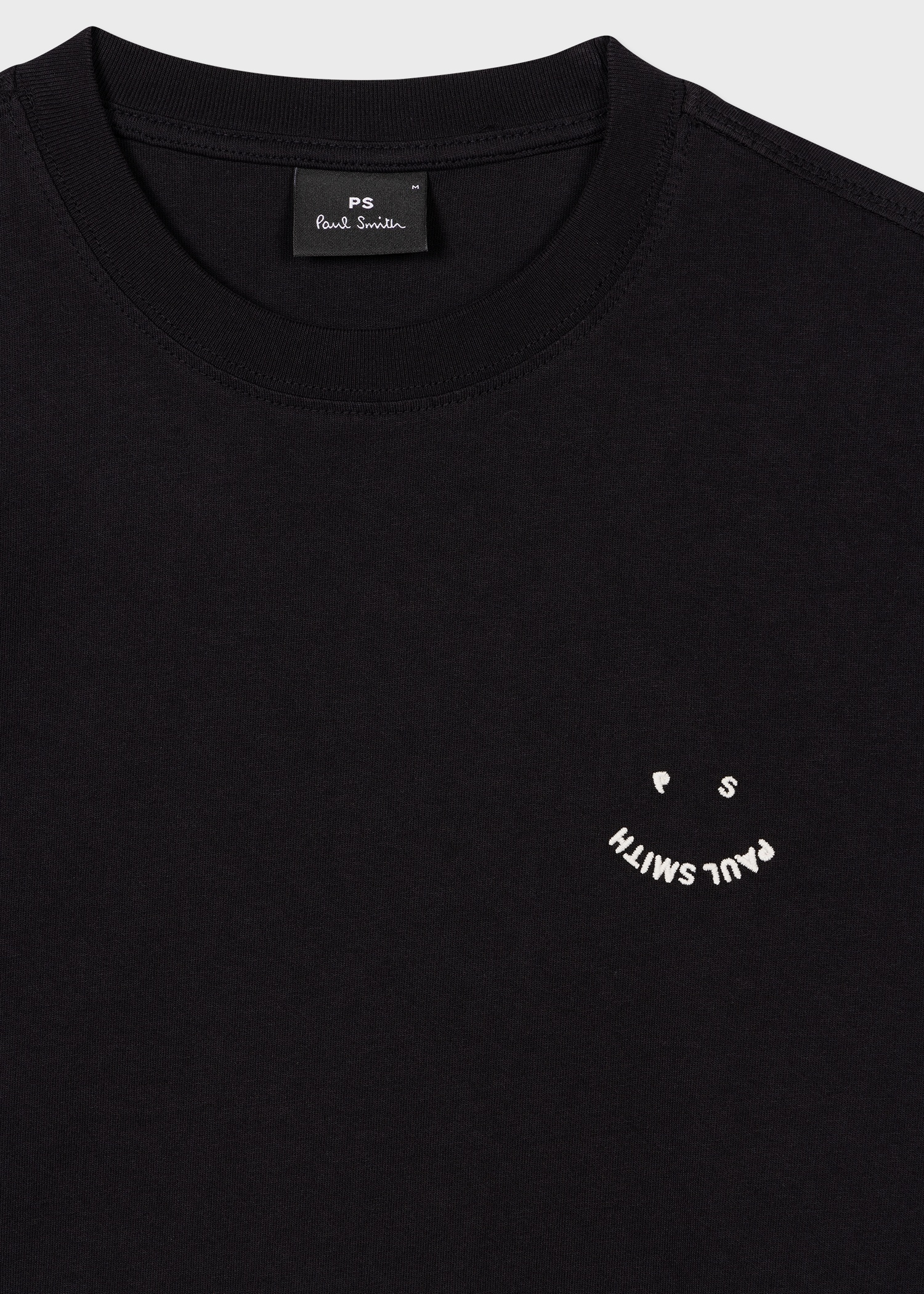 Black Cotton 'Happy' T-Shirt - 2