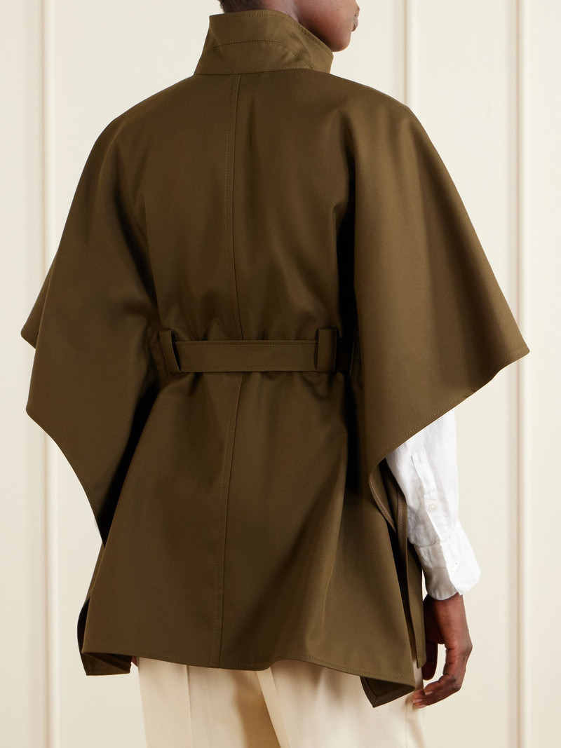 Avenue belted cotton gabardine cape Army green 4