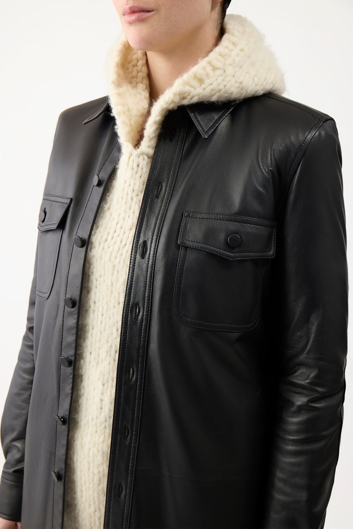 John Austin Top in Black Leather - 6