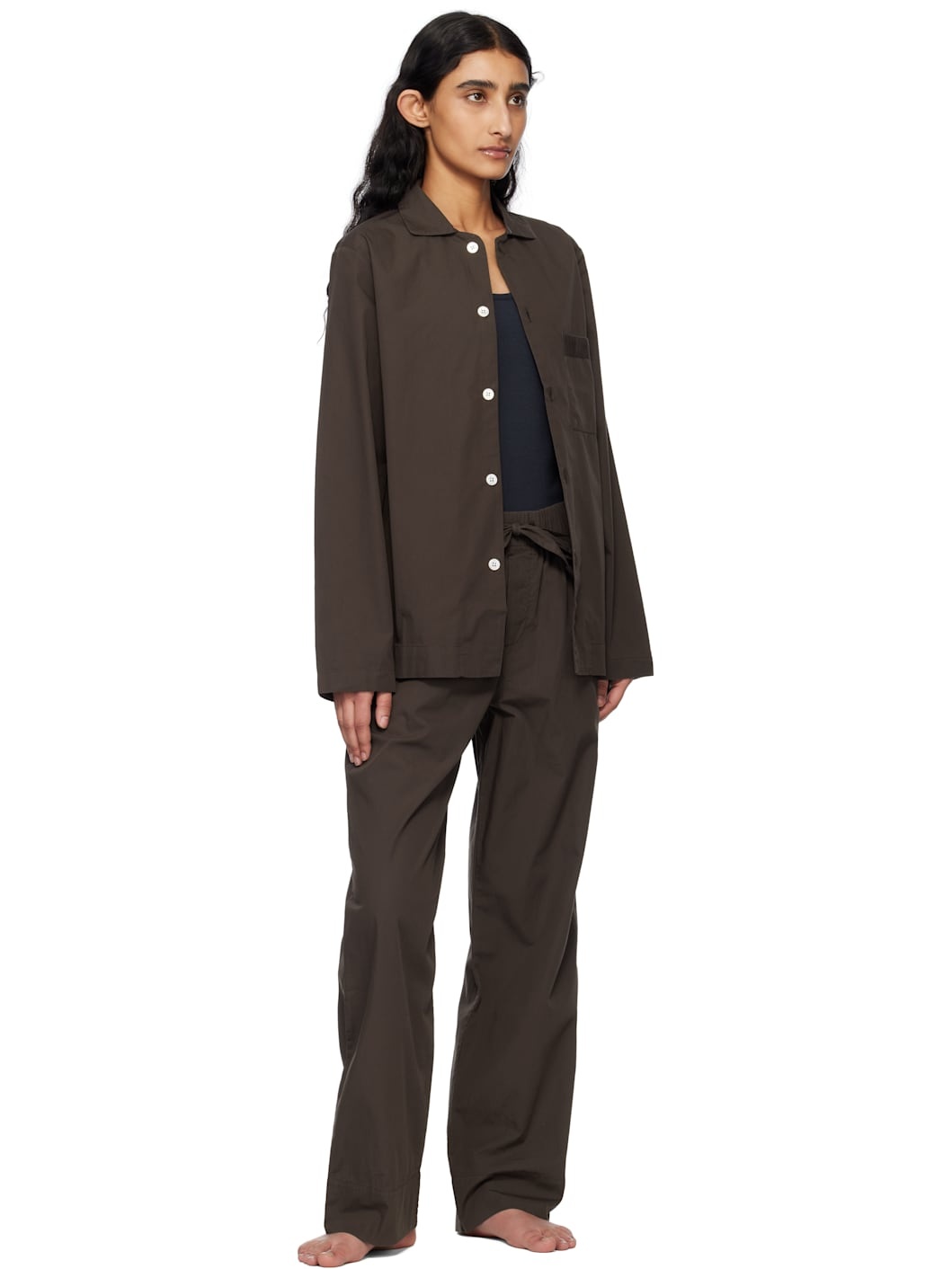 Brown Poplin Pyjama Pants - 4