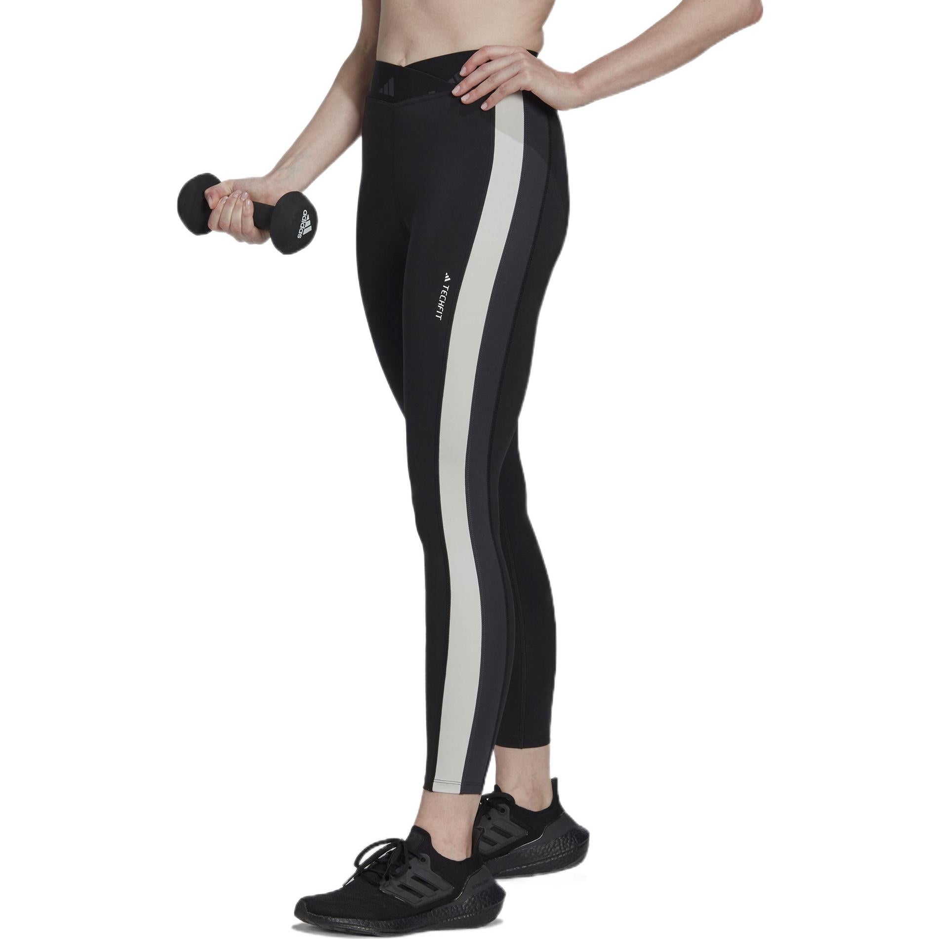 (WMNS) adidas Hyperglam Training Techfit 7/8 Leggings Asia Sizing 'Black White' HZ6955 - 4