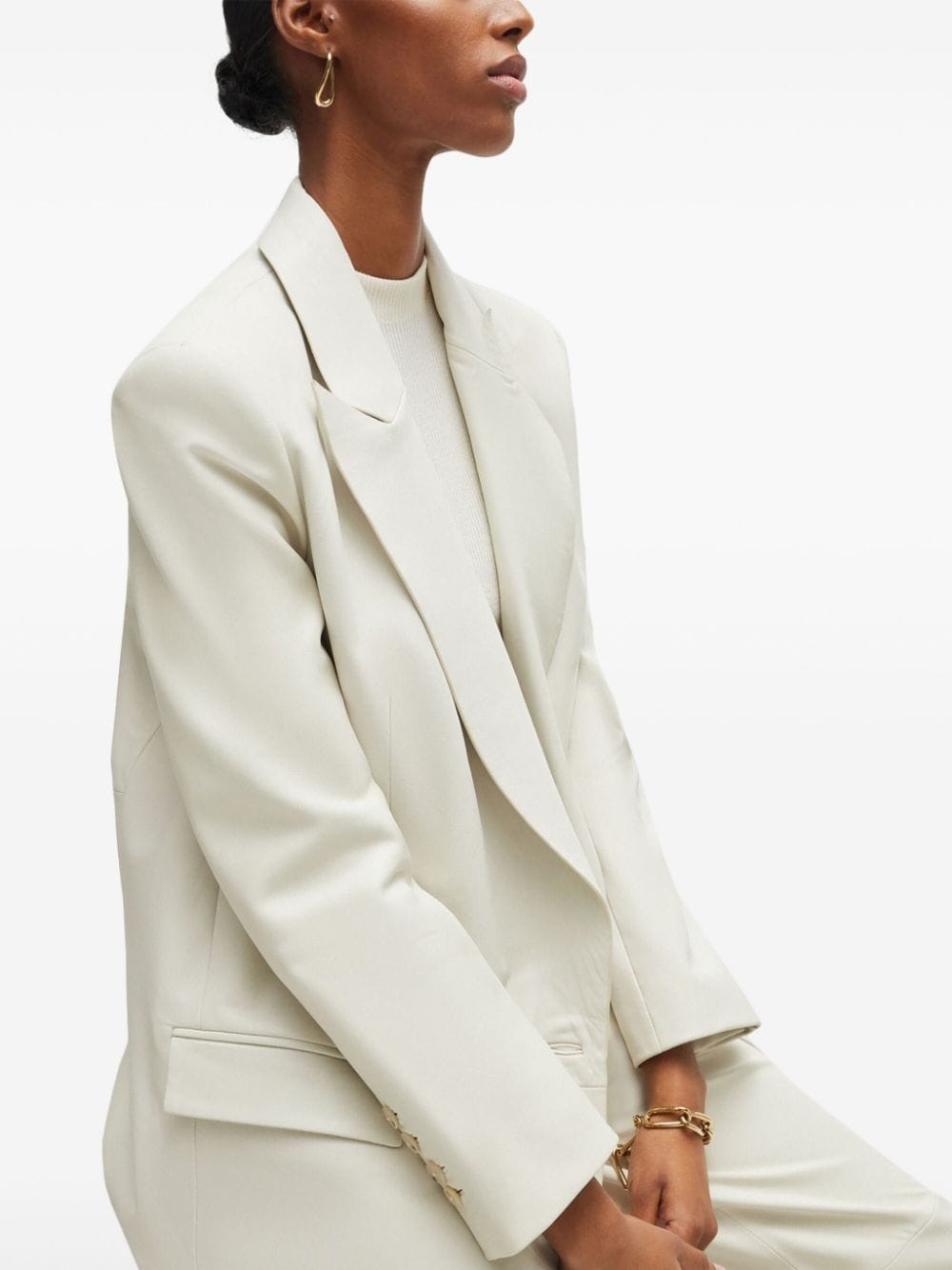 double-breasted leather blazer - 5