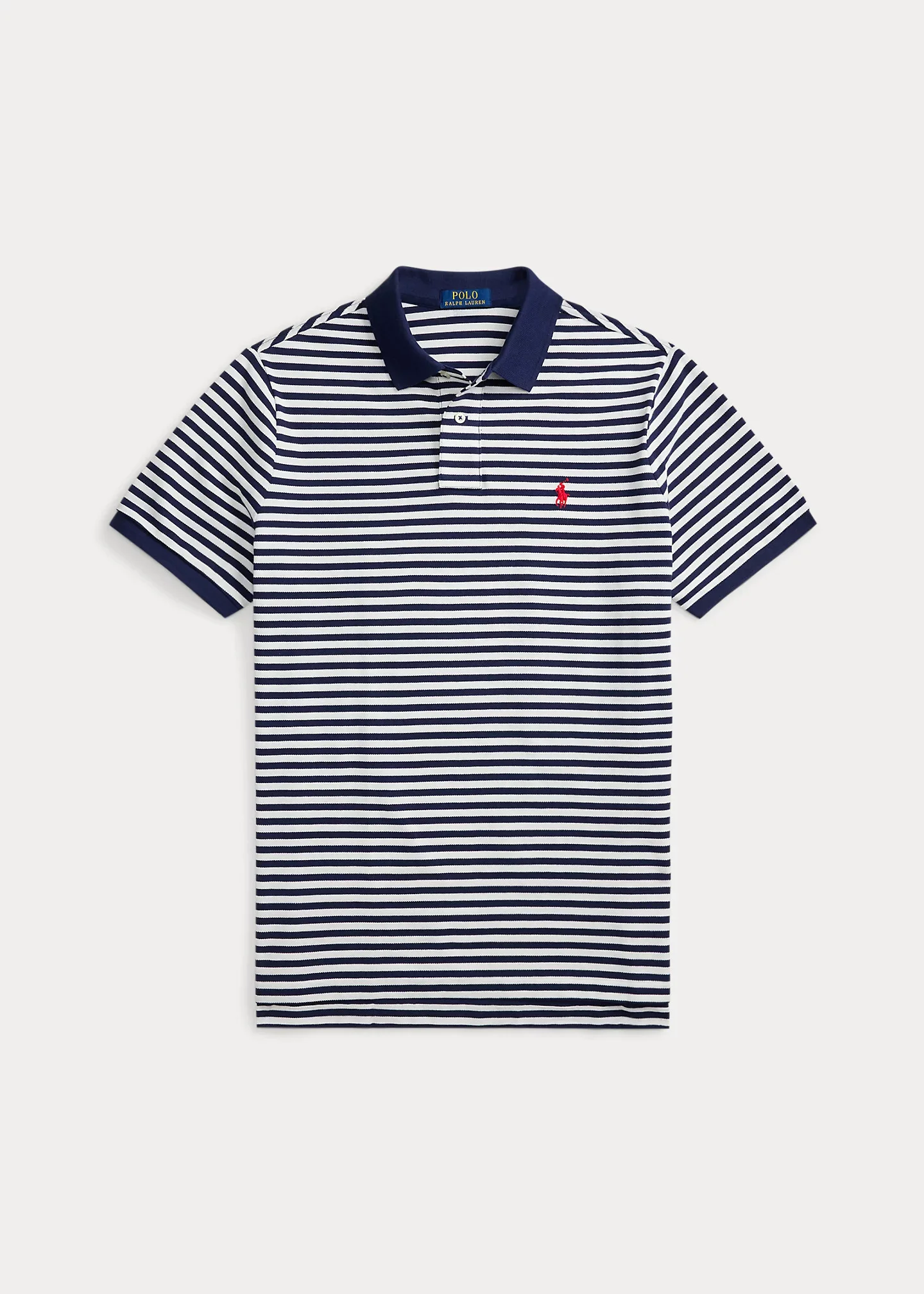 Classic Fit Striped Mesh Polo Shirt - 1