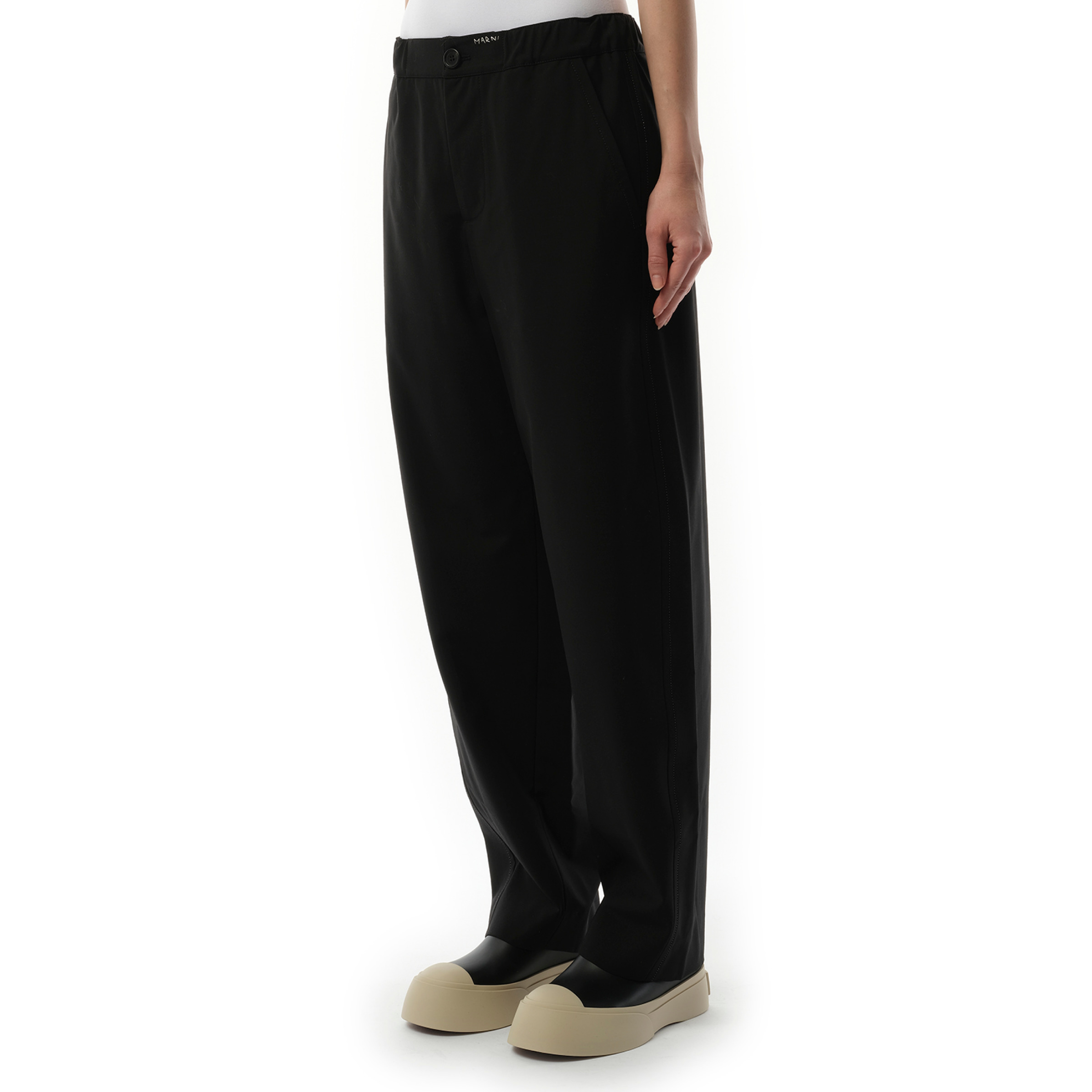 Straight Fit Light Wool Trouser in Black - 5