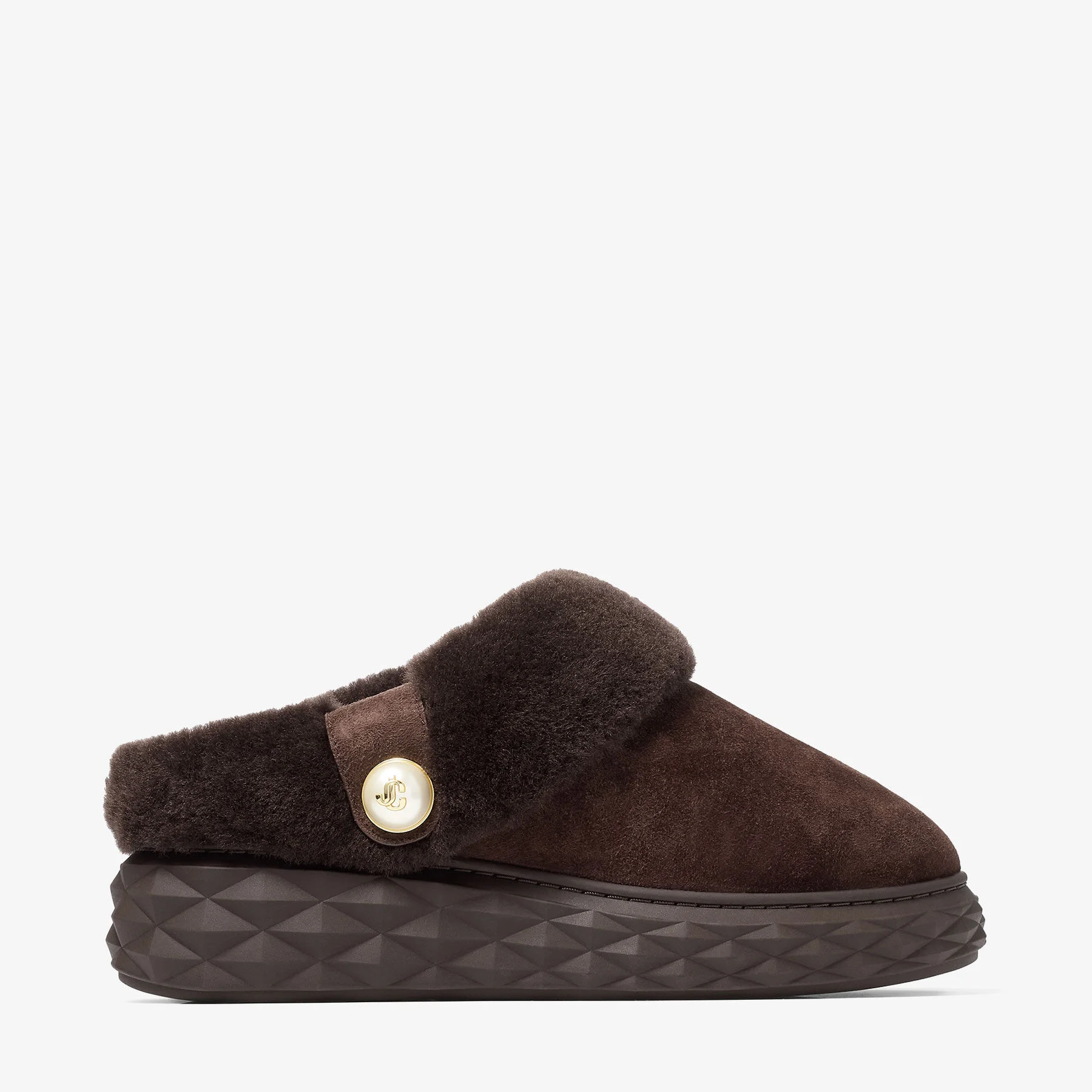 Diamond Maxi Mule F
Chococlate Suede Mules with Shearling - 1
