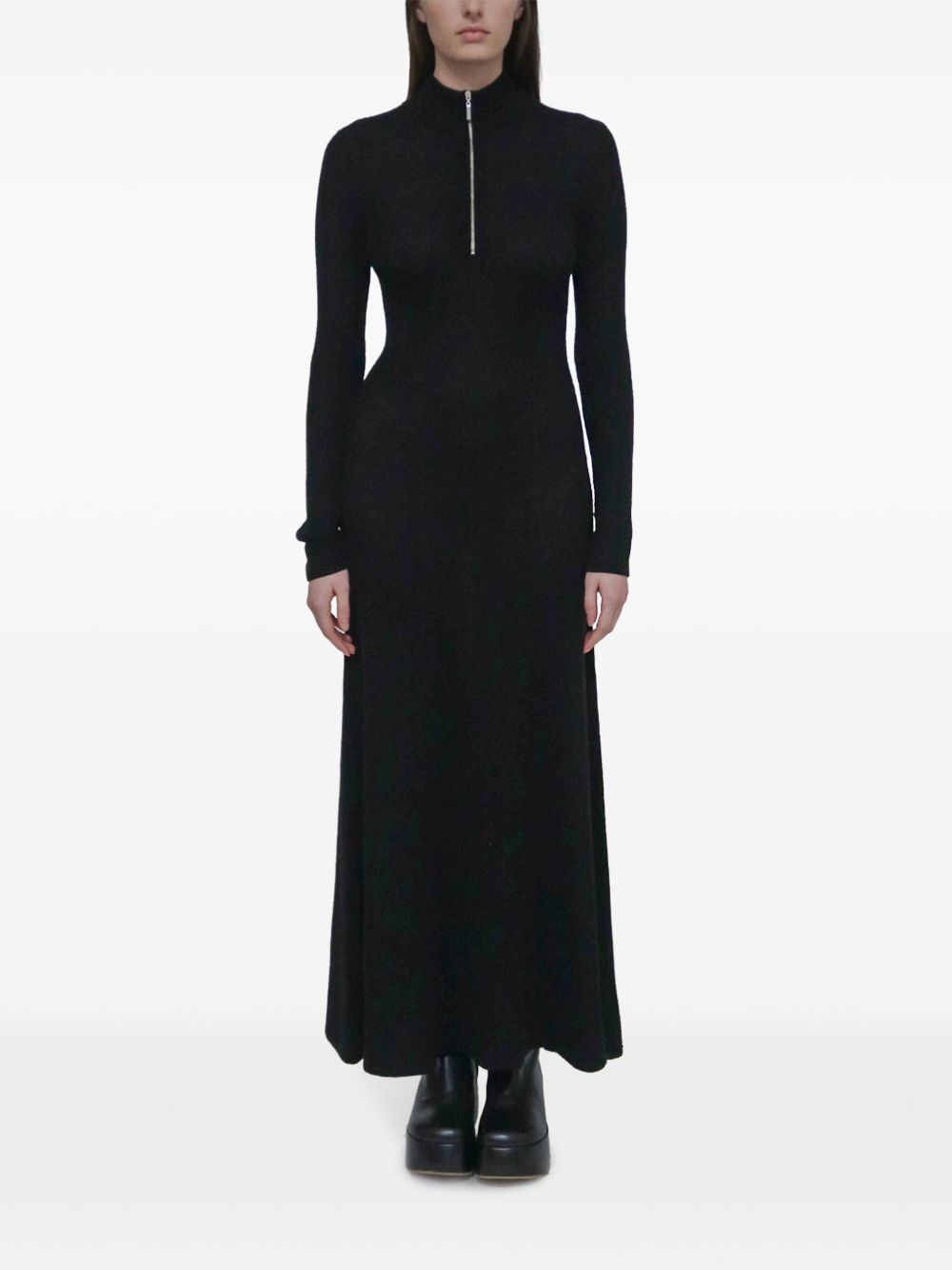 zip-up ribbed knit dress - 3
