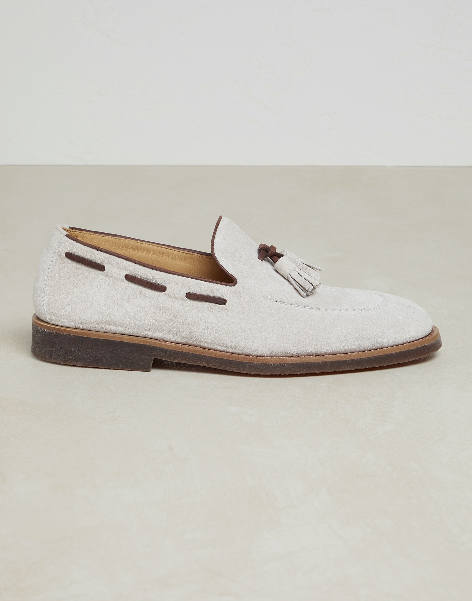 Smart suede loafers with tassels and natural rubber sole - 1