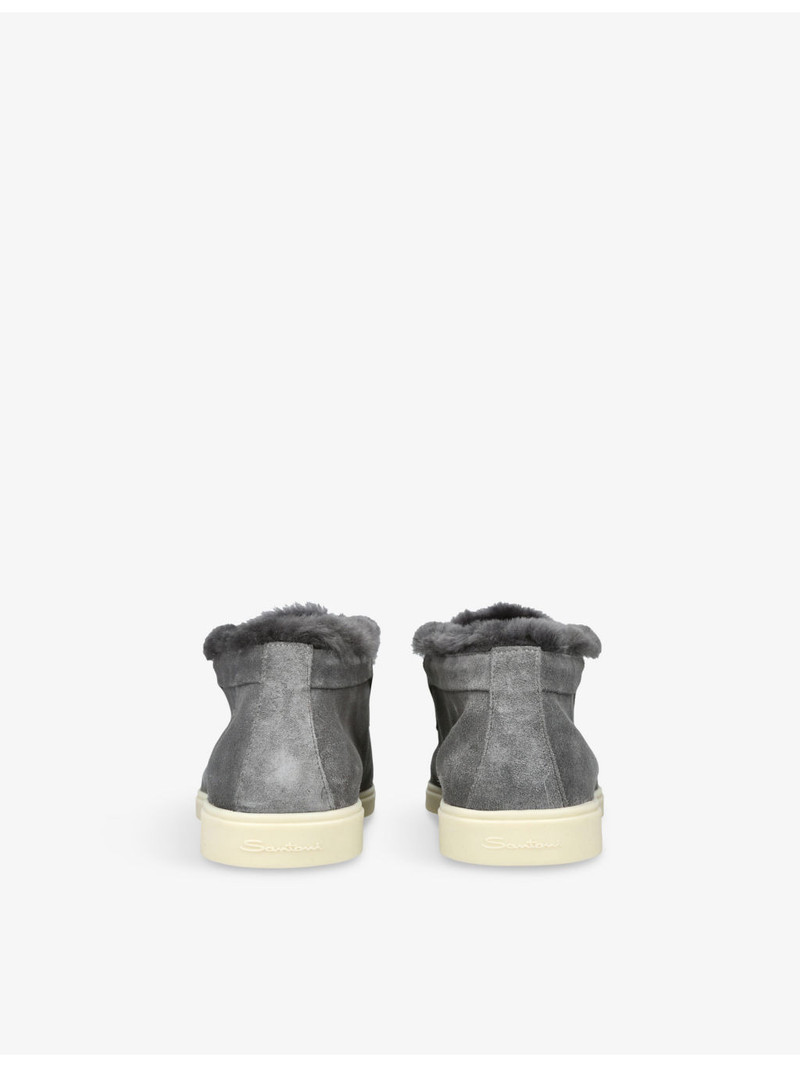 Santoni Fortune Logo-Embossed Suede Ankle Boots outlook