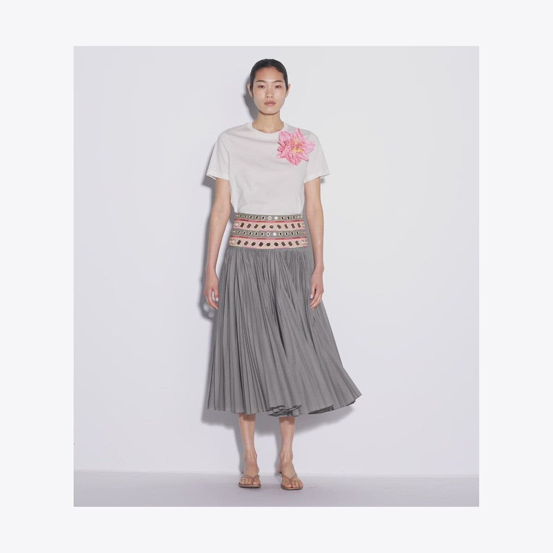 Mirror Embellished Cotton Skirt 4