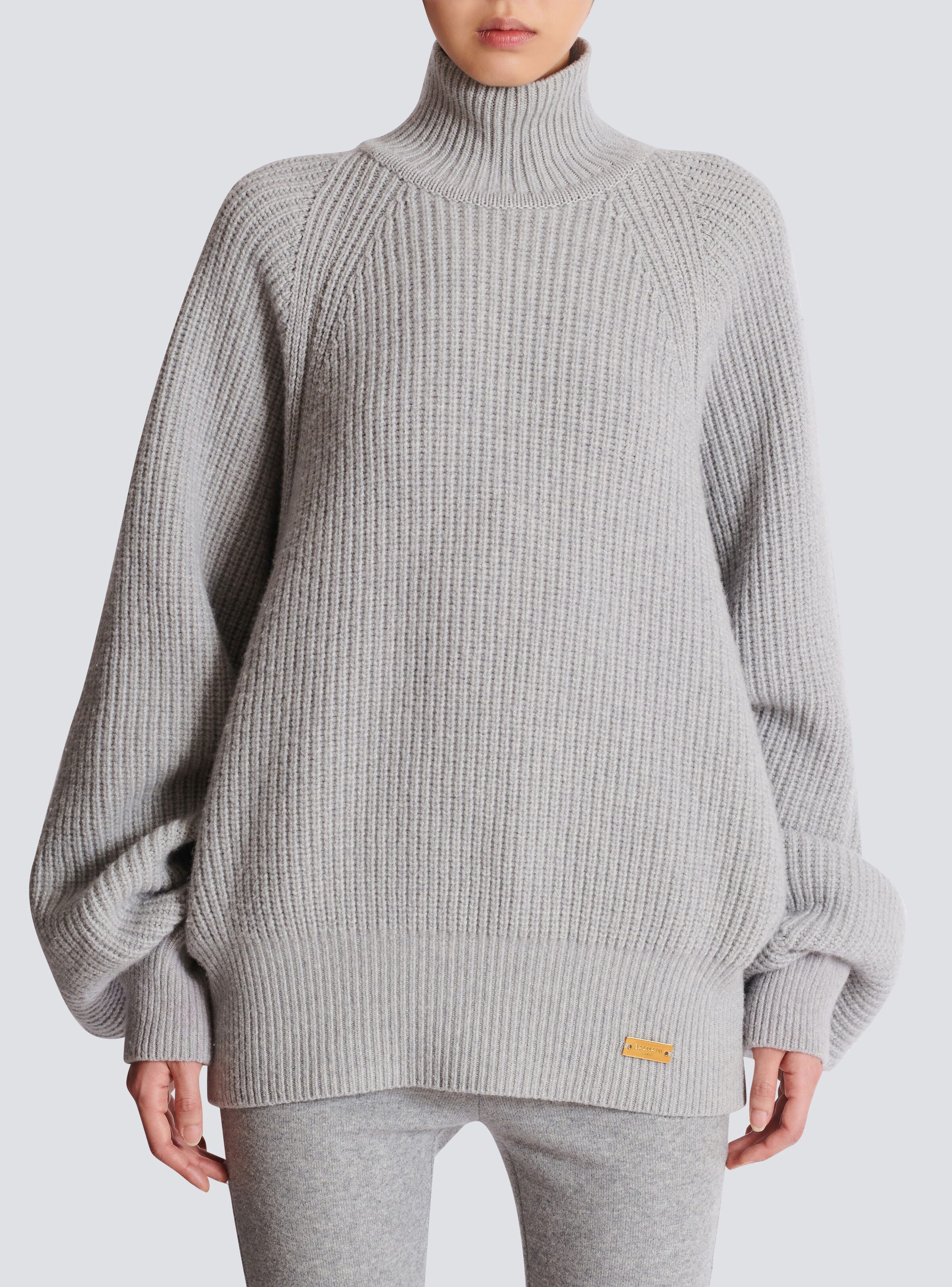 High-neck ribbed knit jumper - 5