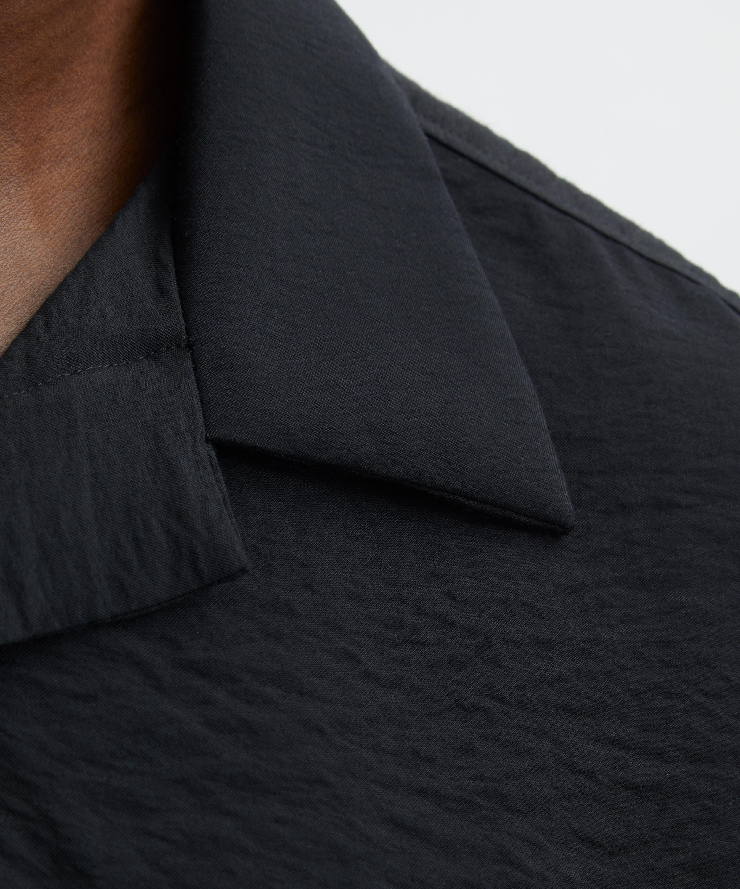 Hank Black Open Collar Shirt - 5