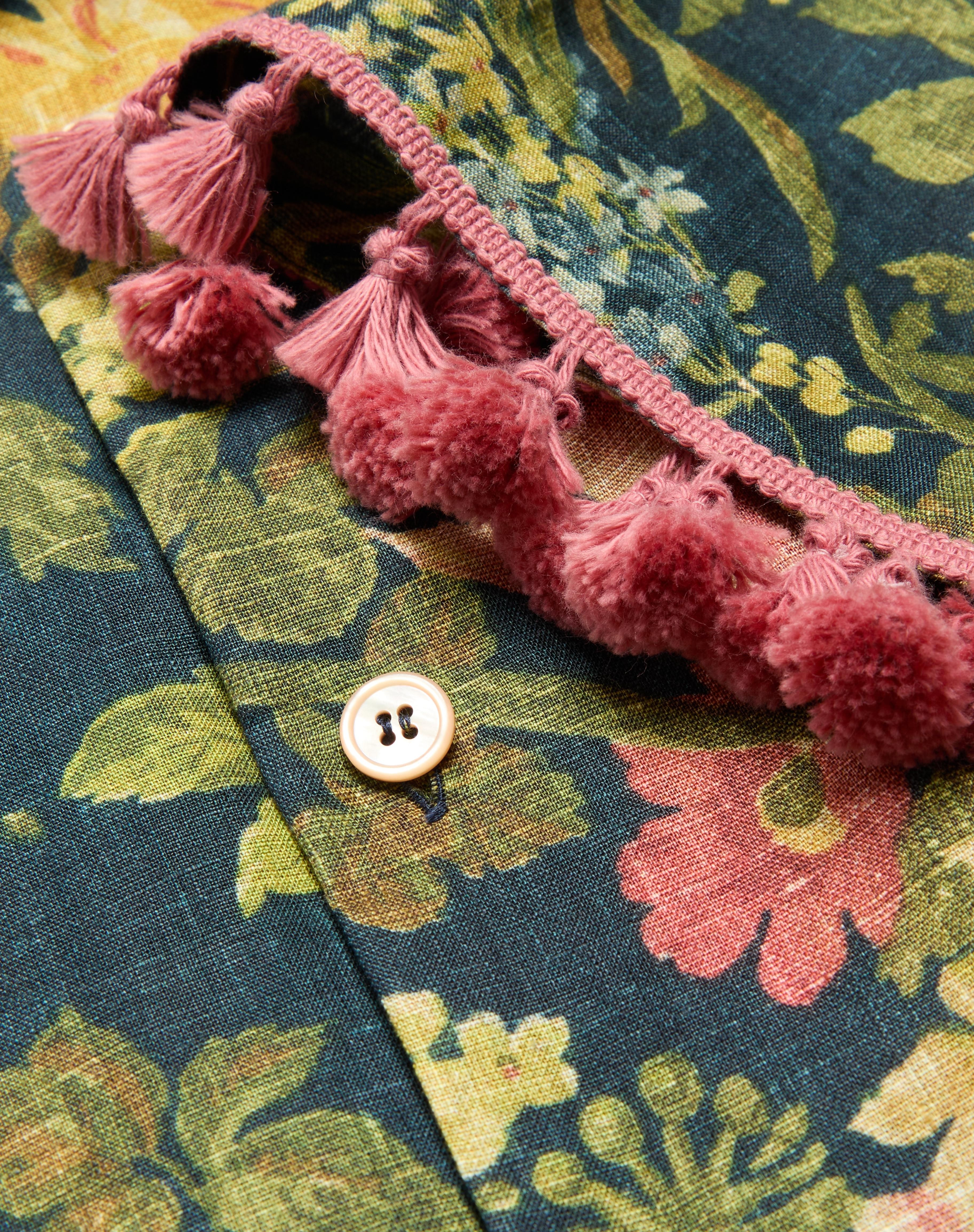 LINEN BOWLING SHIRT WITH APRES L'HIVER PRINT - 3