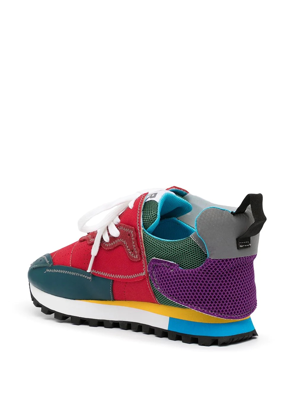 leather patchwork trainers - 3