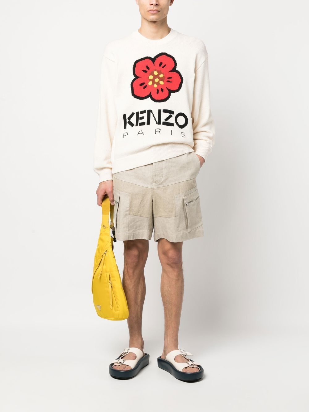 knitted flower logo jumper - 2