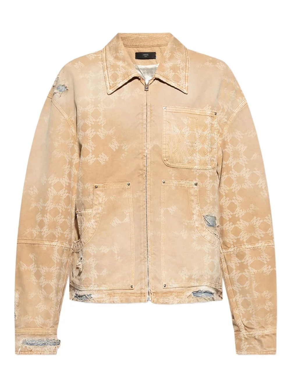 distressed printed jacket - 1