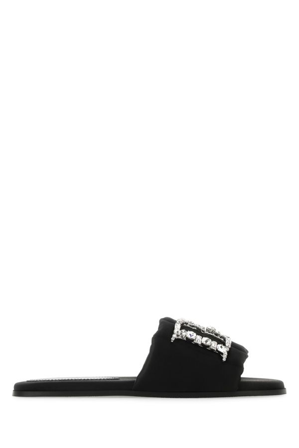 Dsquared Woman Black Satin Slippers - 1