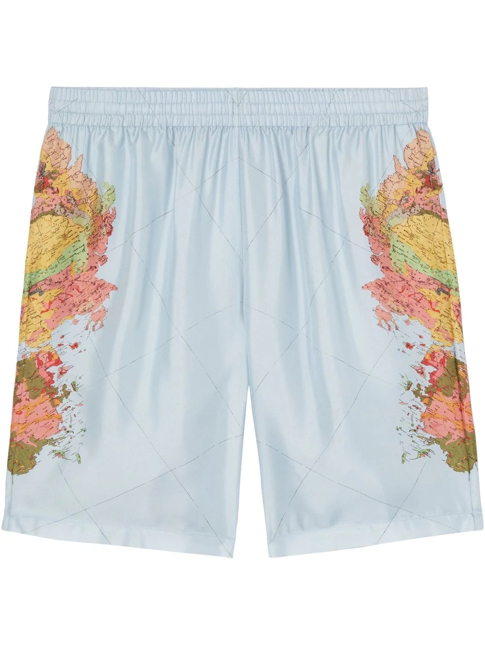 map-print silk shorts - 1