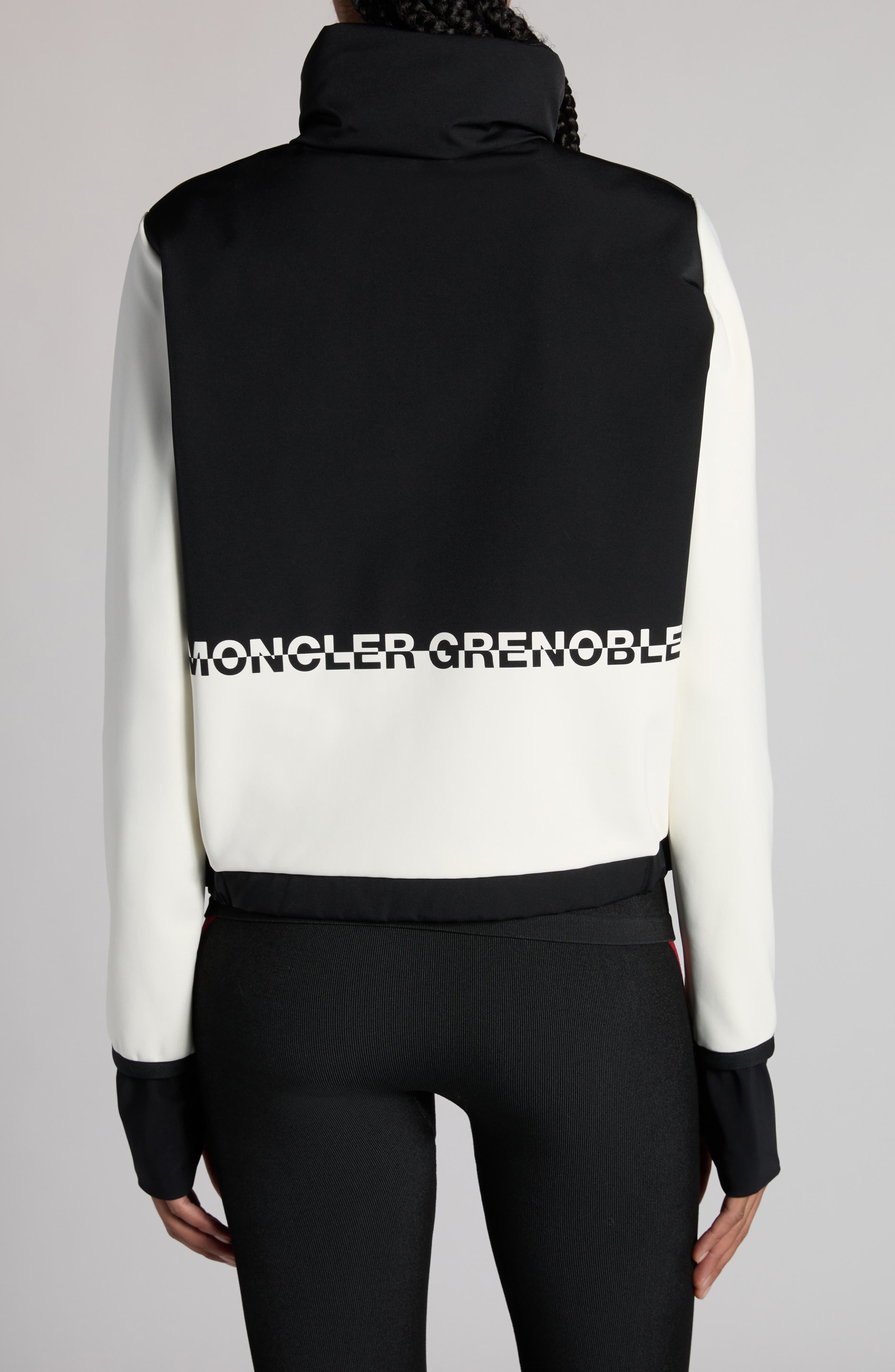 Moncler Grenoble Colorblock Quilted Down & Fleece Cardigan in White at Nordstrom - 3