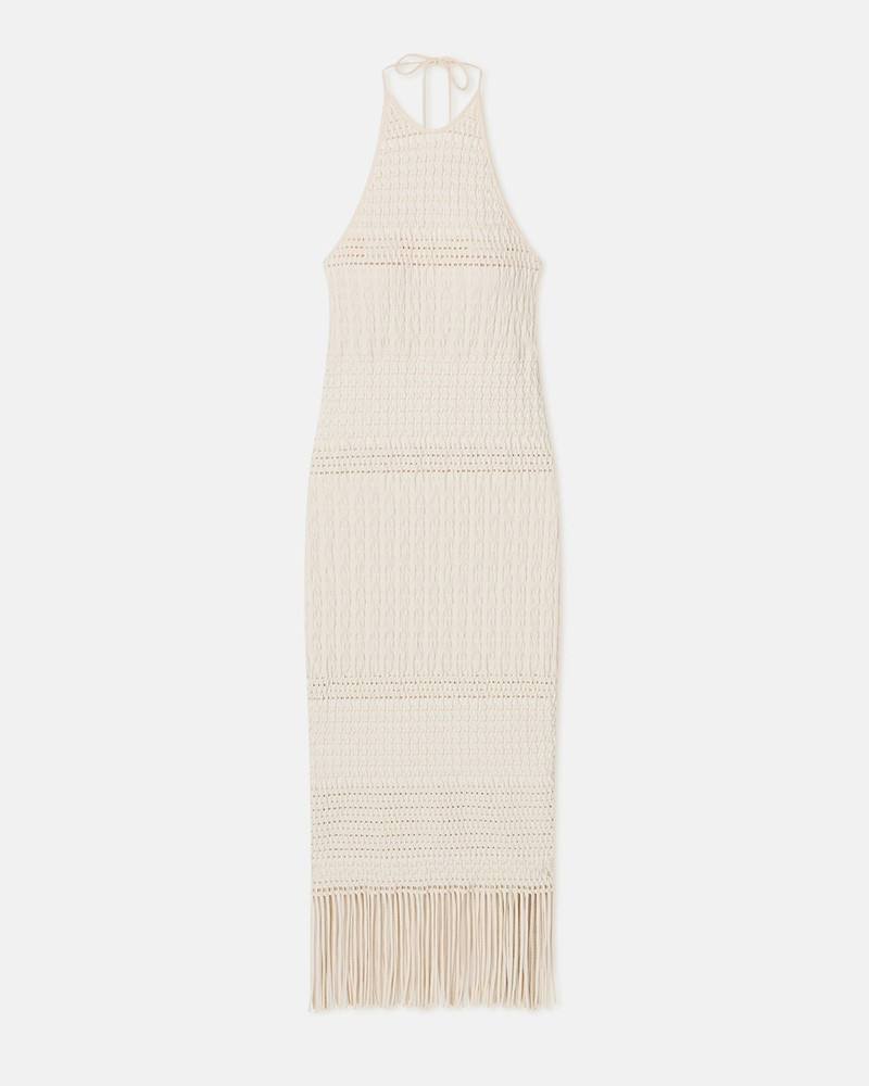 Fringed Woven Seersucker Dress - 1