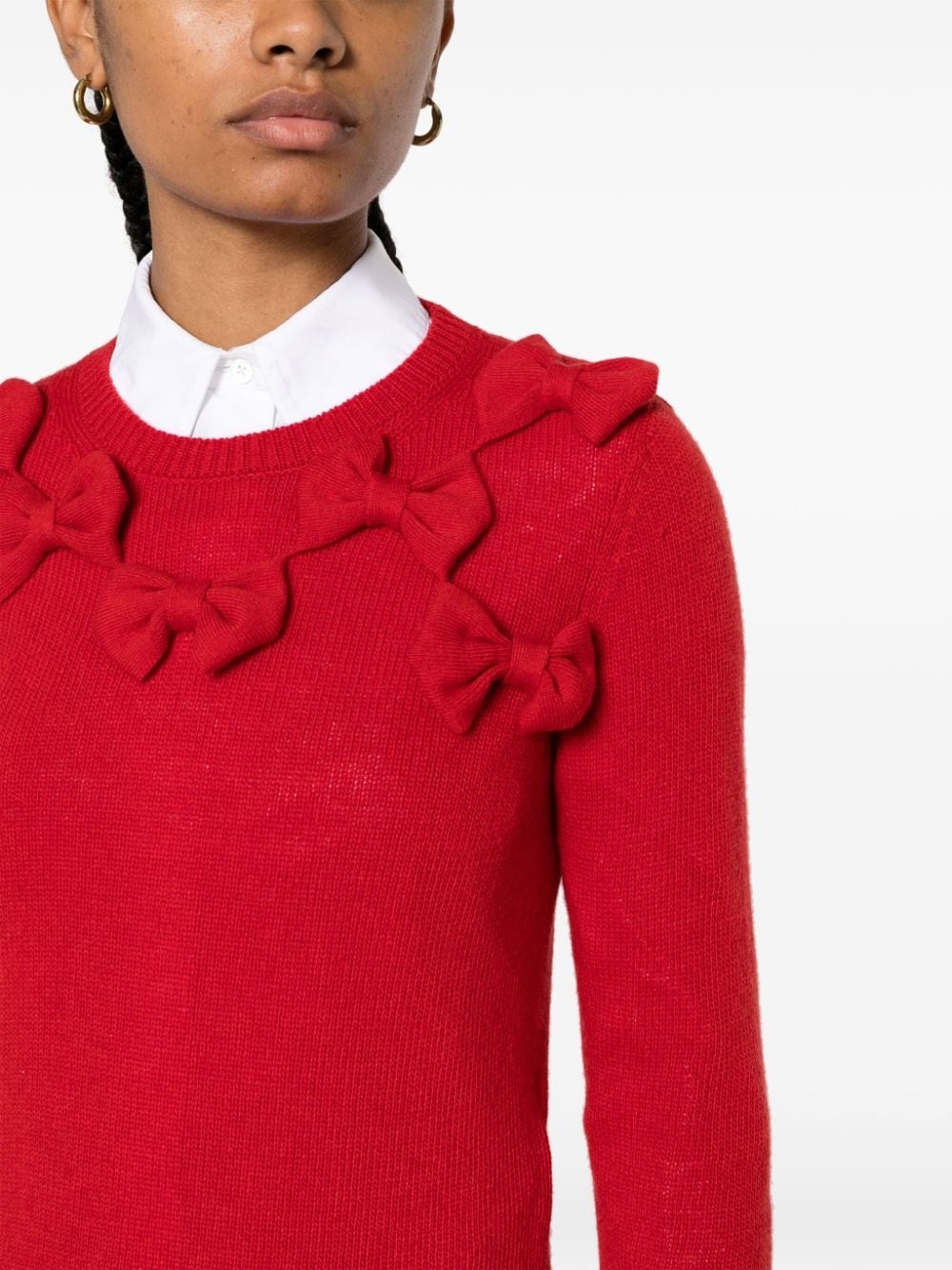 bow-embellished virgin wool jumper - 5
