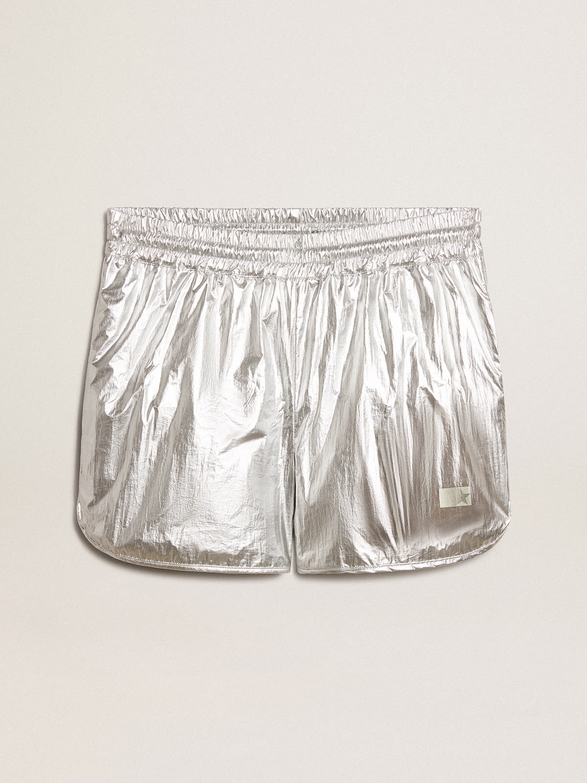 Men's running shorts in silver fabric - 1