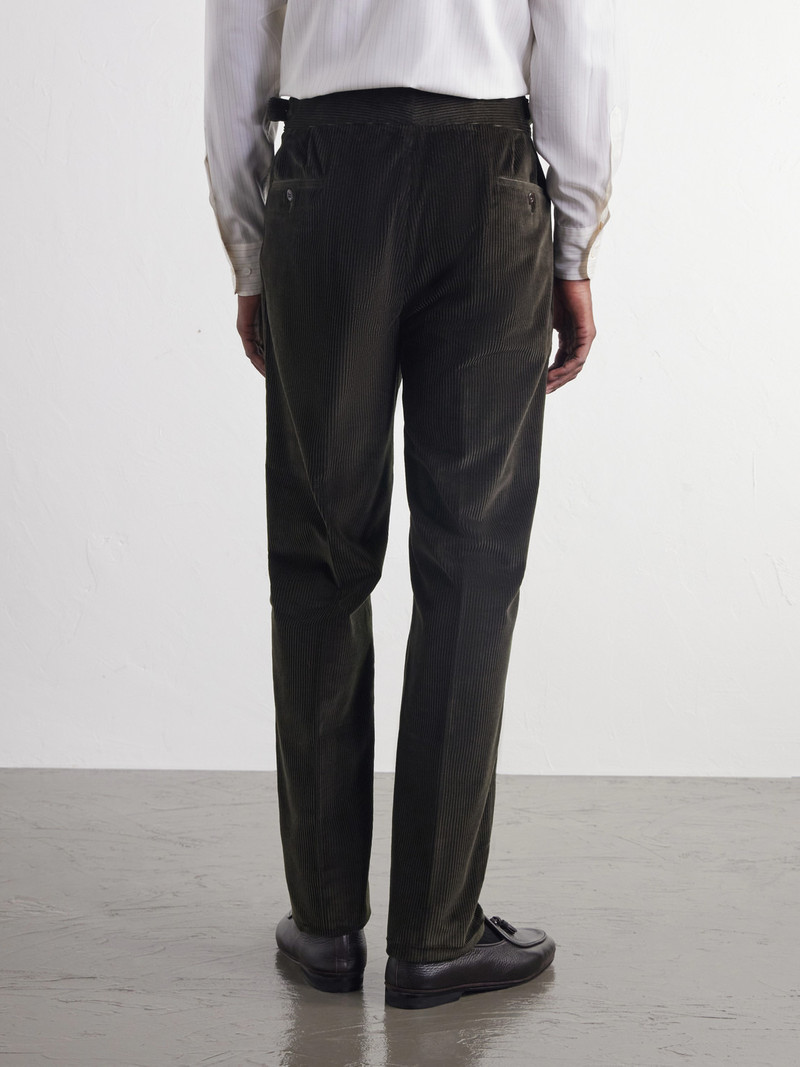 Manny Tapered Pleated Cotton-Corduroy Suit Trousers 4