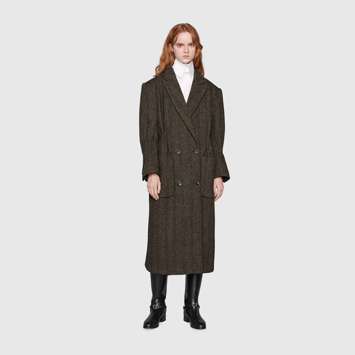 Herringbone wool coat - 4