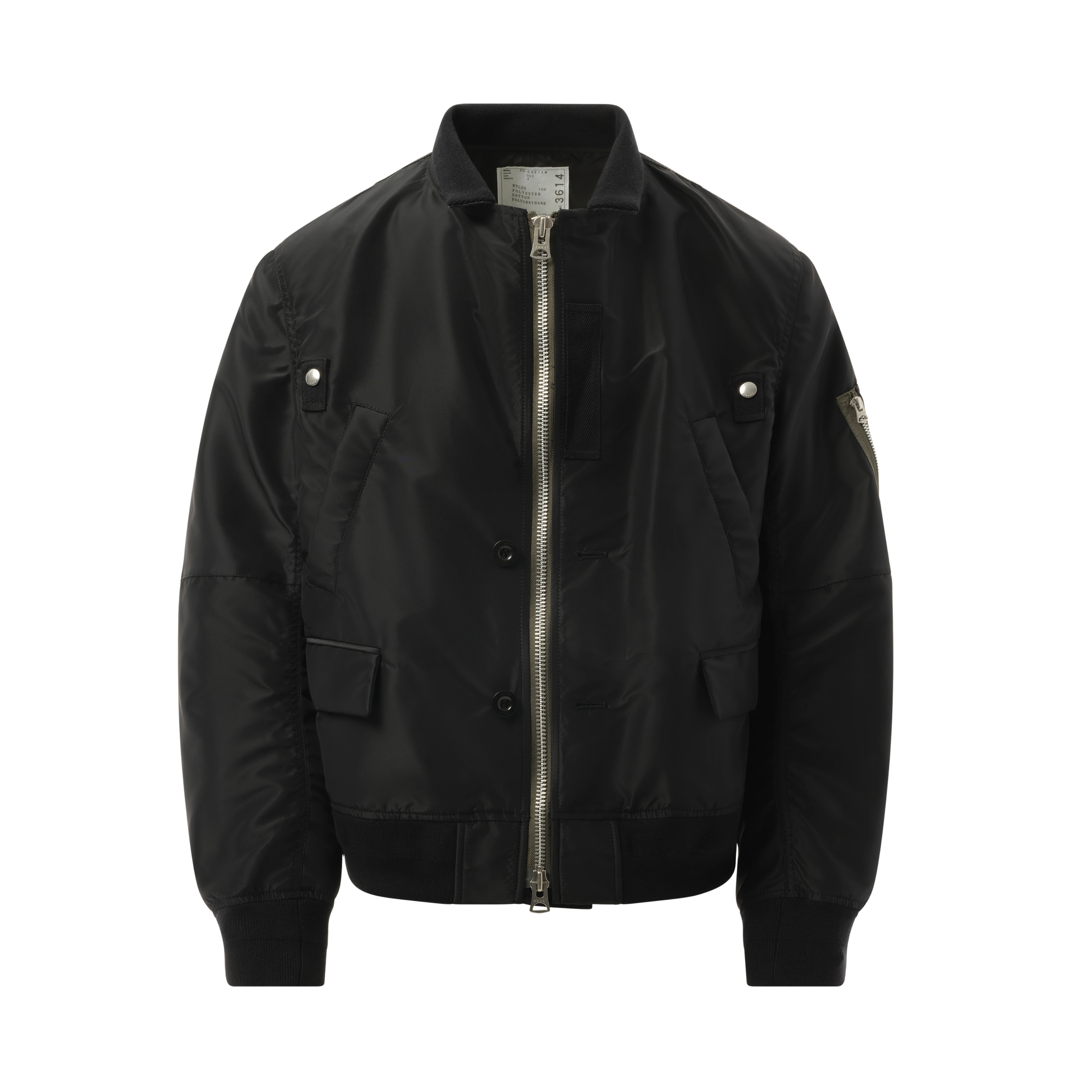 Nylon Twill Double Breasted Jacket in Black - 2