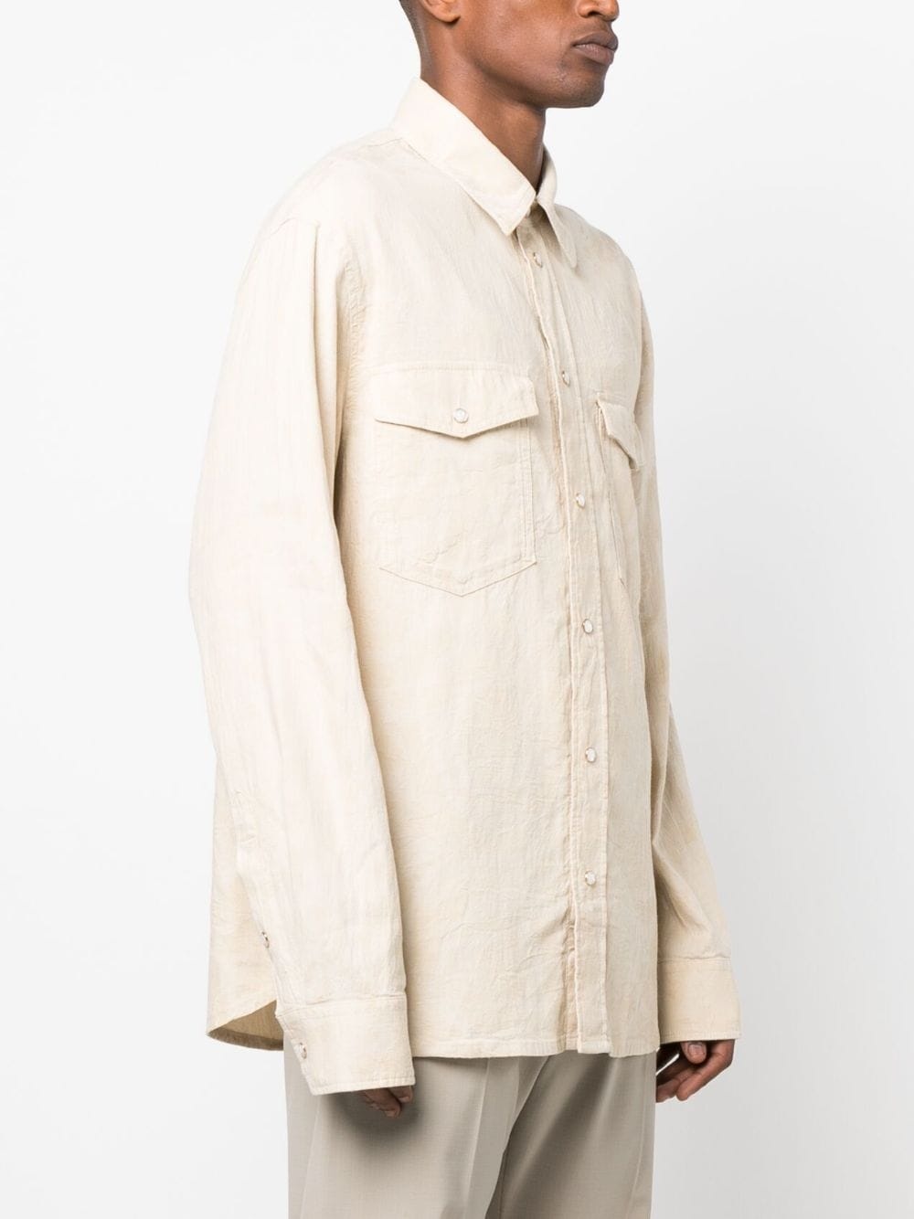 Barocco Silhouette-jacquard chambray shirt - 3