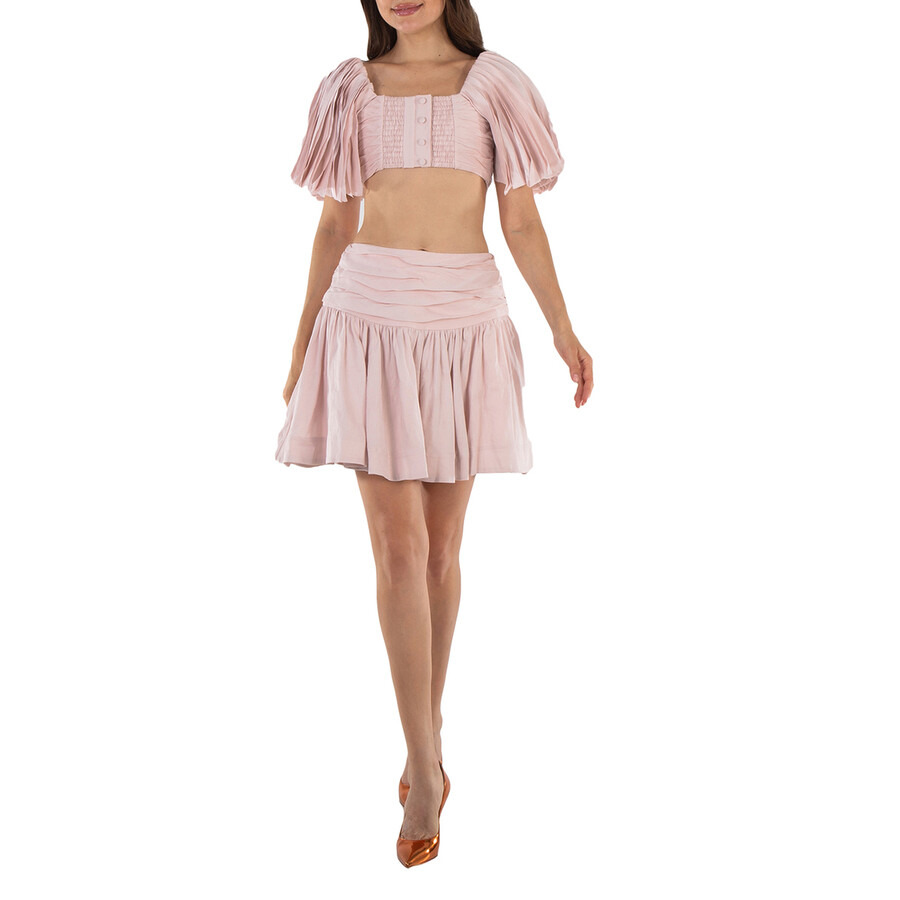 Aje Blush Pink Cari Ruched Crop Top - 4