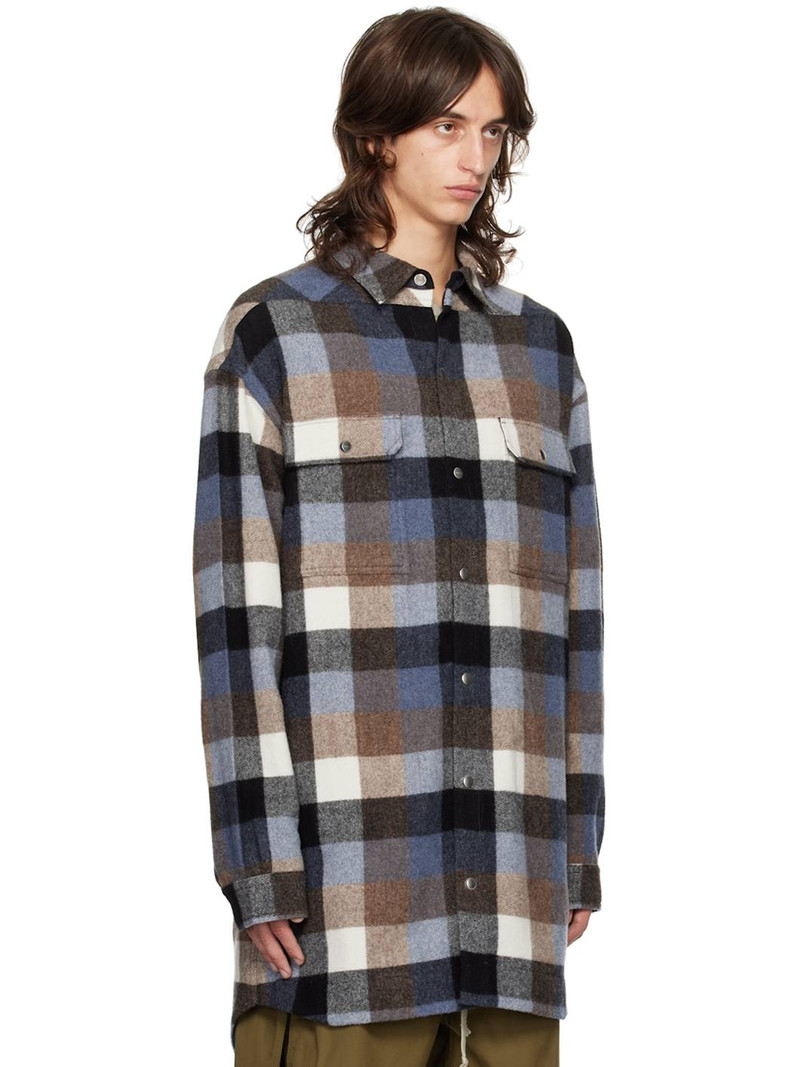 Rick Owens Blue Porterville Oversized Shirt outlook