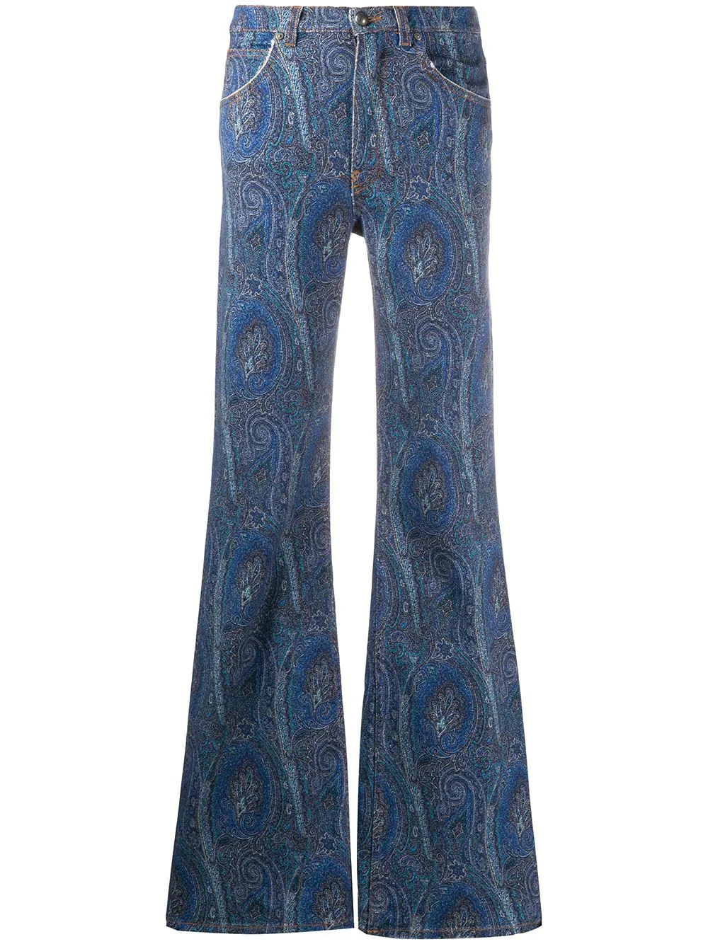 flared paisley print jeans - 1