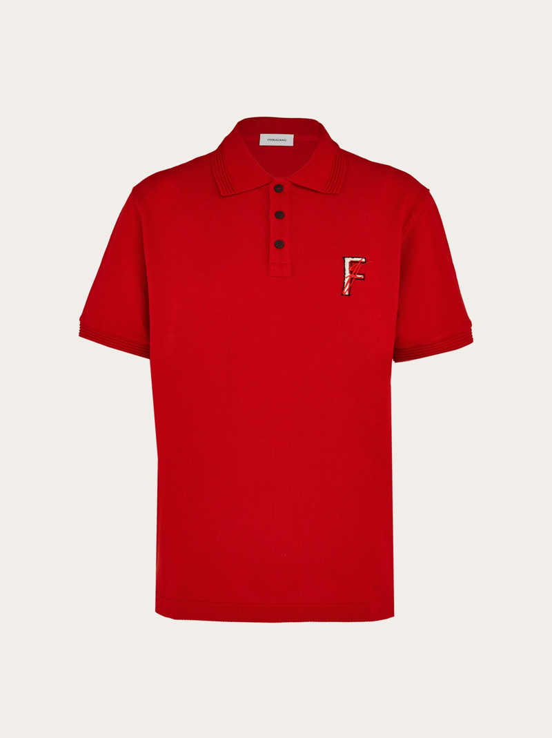 Cotton polo shirt with double embroidery 1
