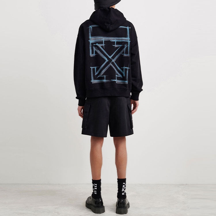 Men's Off-White FW21 Logo Pattern Printing Long Sleeves Pullover Loose Fit Black OMBB085F21FLE018108 - 3