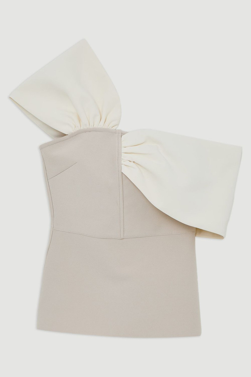 Figure Form Bandage Knit Asymmetric Strap Top - 1