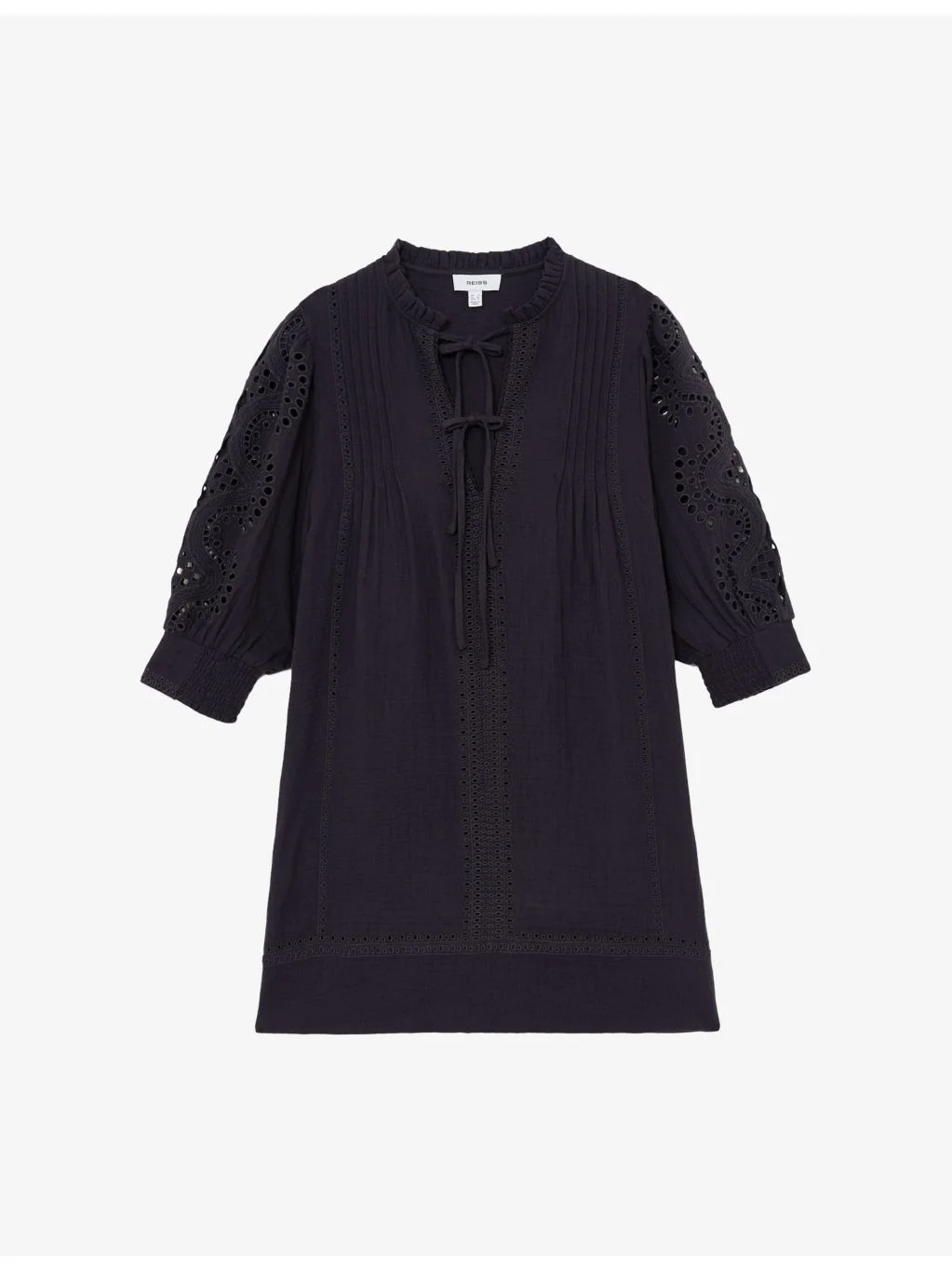 Gia Cheesecloth Tie-Neck Cotton Mini Dress - 1