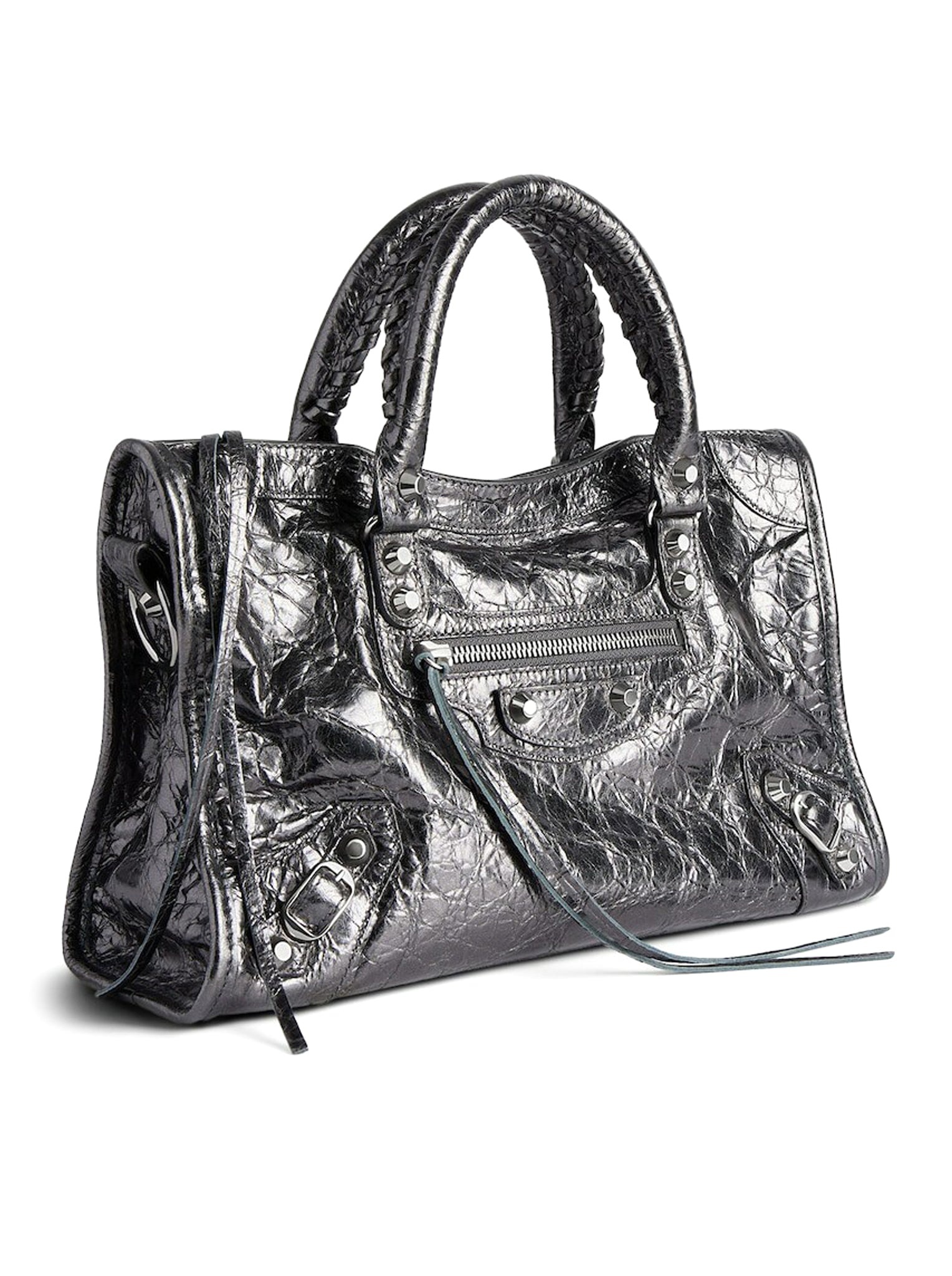 LE CITY SMALL METALLIC WOMEN`S BAG IN STEEL GREY - 2