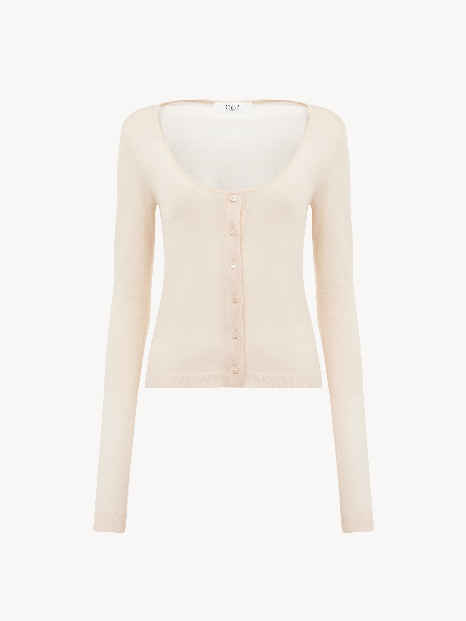 SCOOP-NECK FITTED CARDIGAN IN SUPERFINE WOOL KNIT - 2