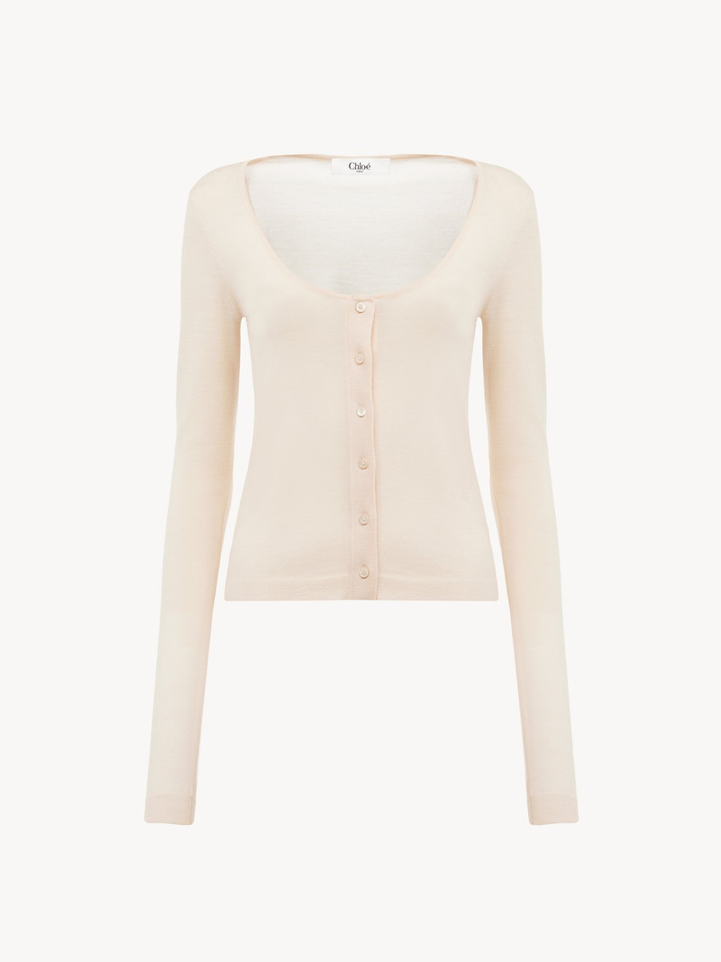 Chloé SCOOP-NECK FITTED CARDIGAN IN SUPERFINE WOOL KNIT outlook