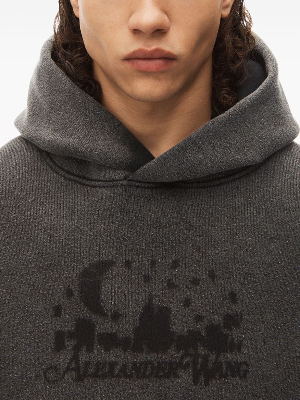 logo-jacquard cotton hoodie - 6