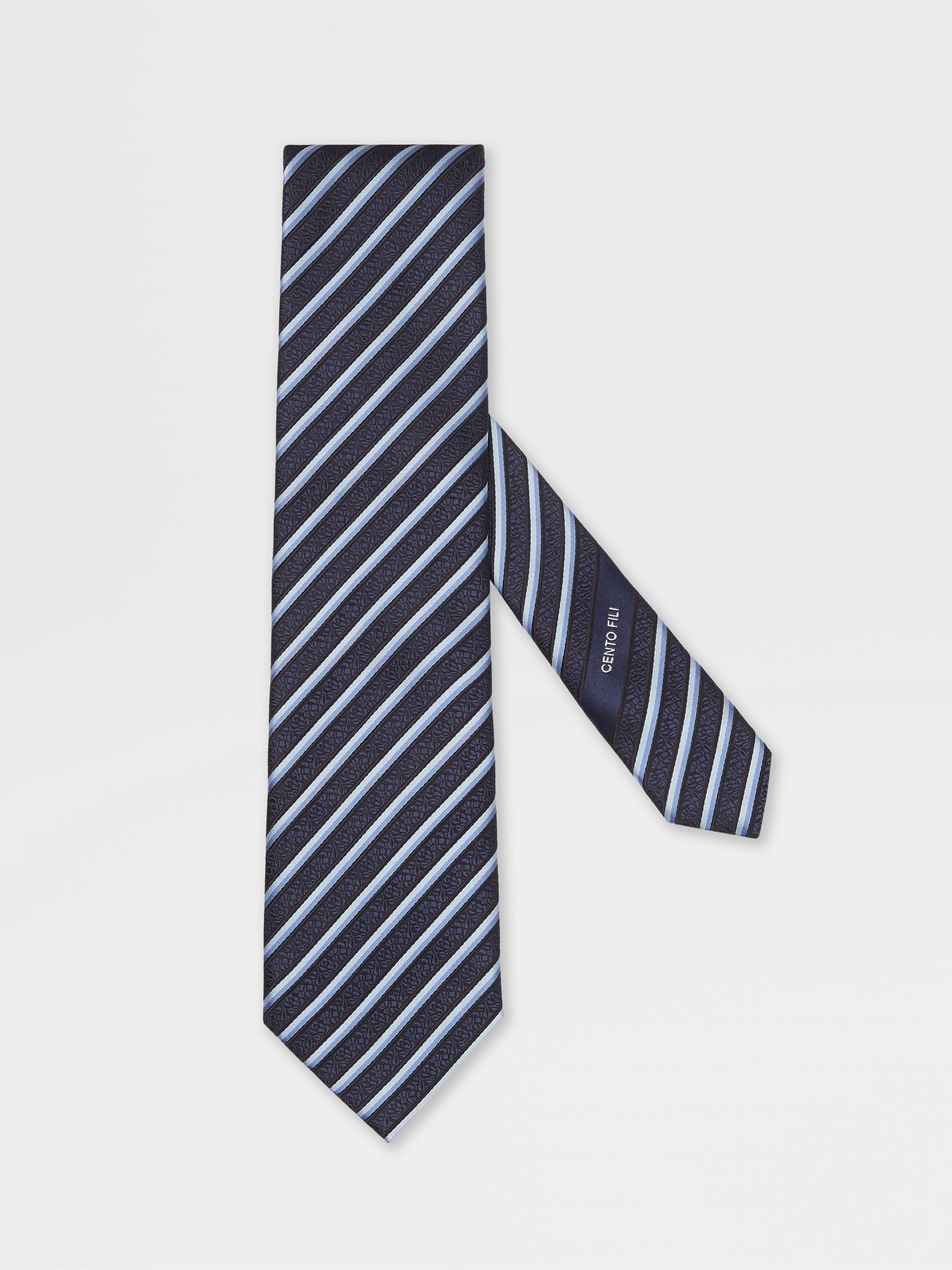 DARK BLUE CENTO FILI SILK TIE - 1