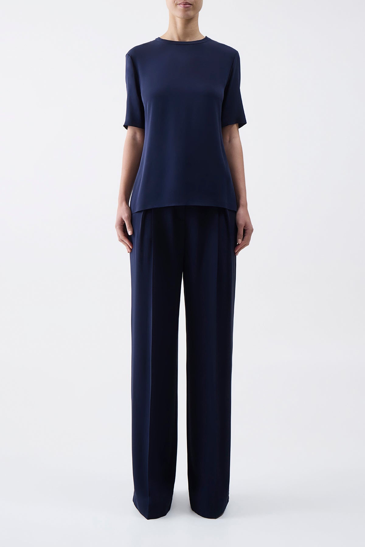 Elisa Top in Navy Silk Crepe - 3