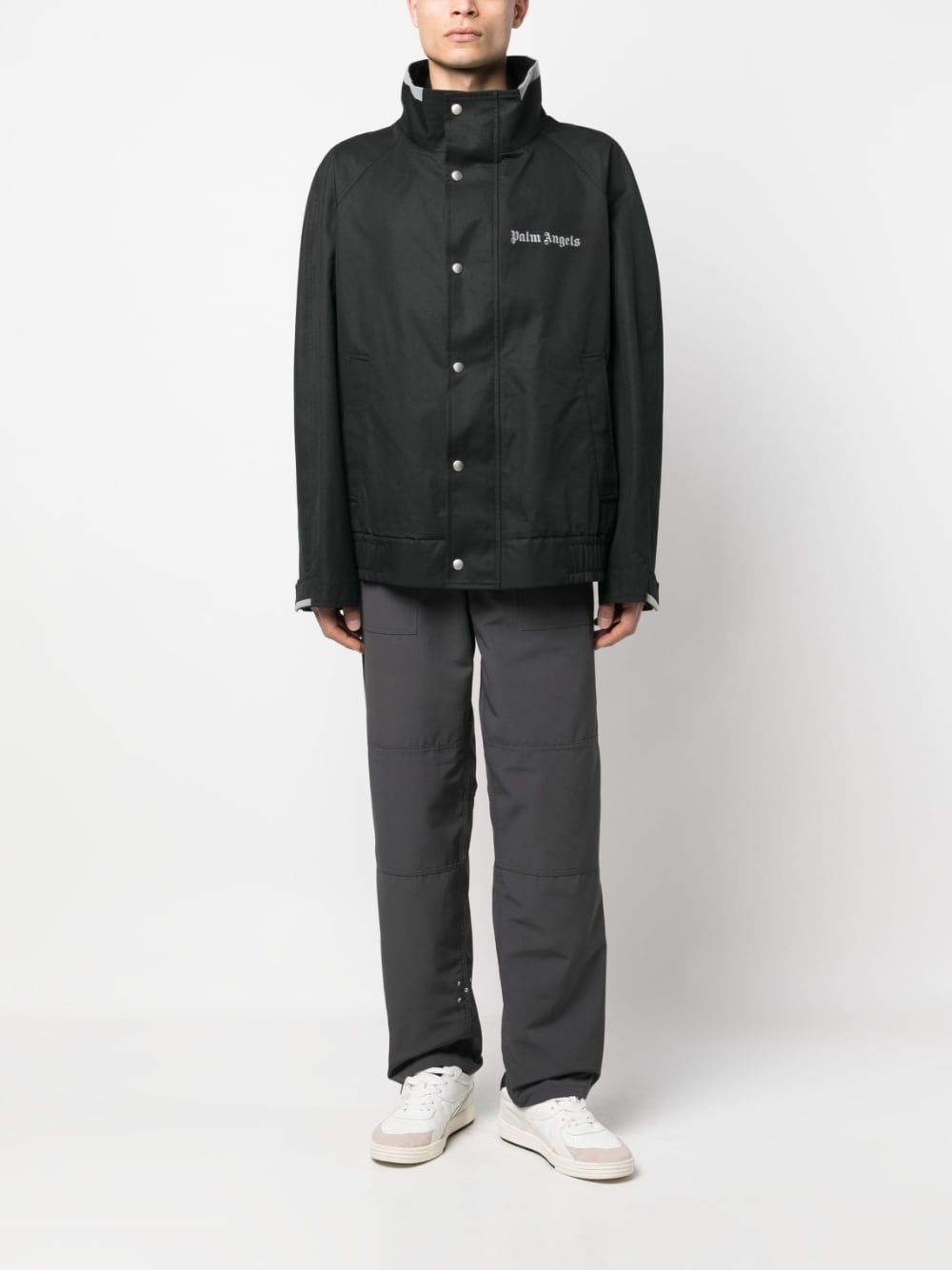 logo-print button-fastening jacket - 2