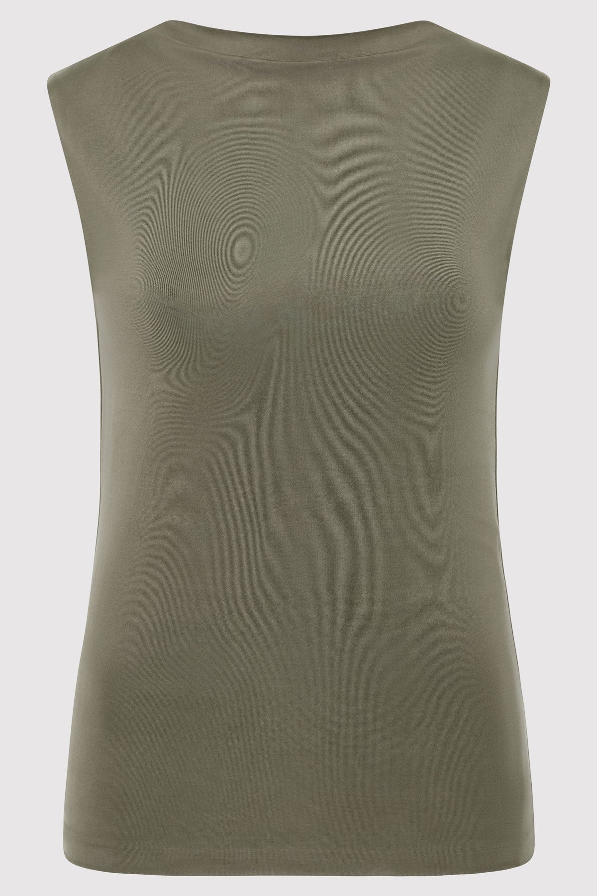 Cupro Jersey Top - Smokey Olive - 1