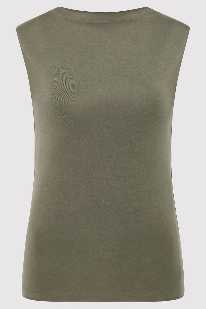 Cupro Jersey Top - Smokey Olive 1