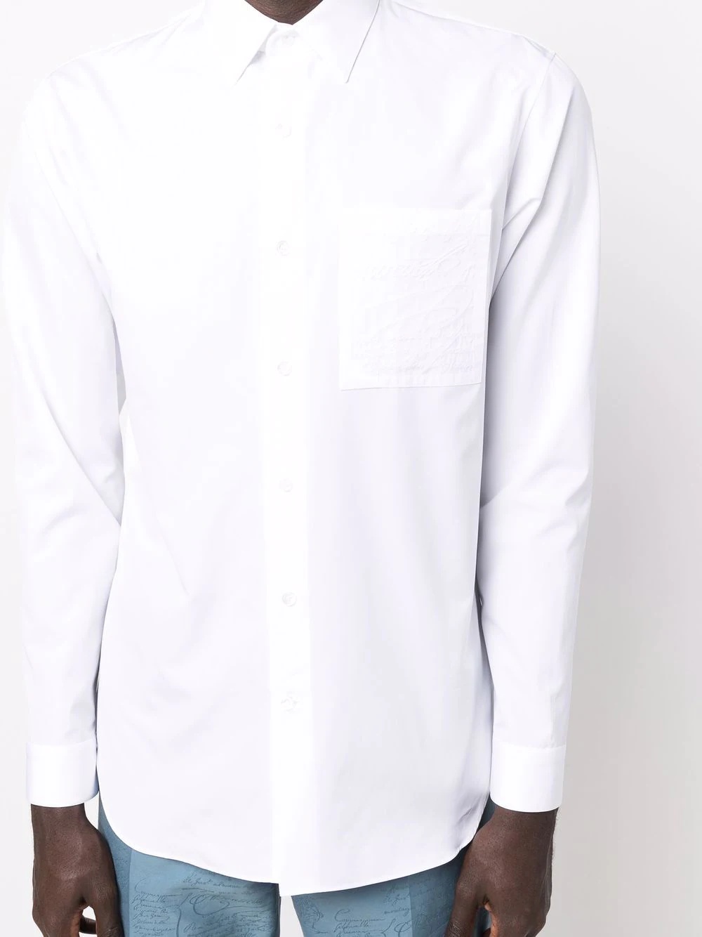 Scritto-embroidered cotton shirt - 5