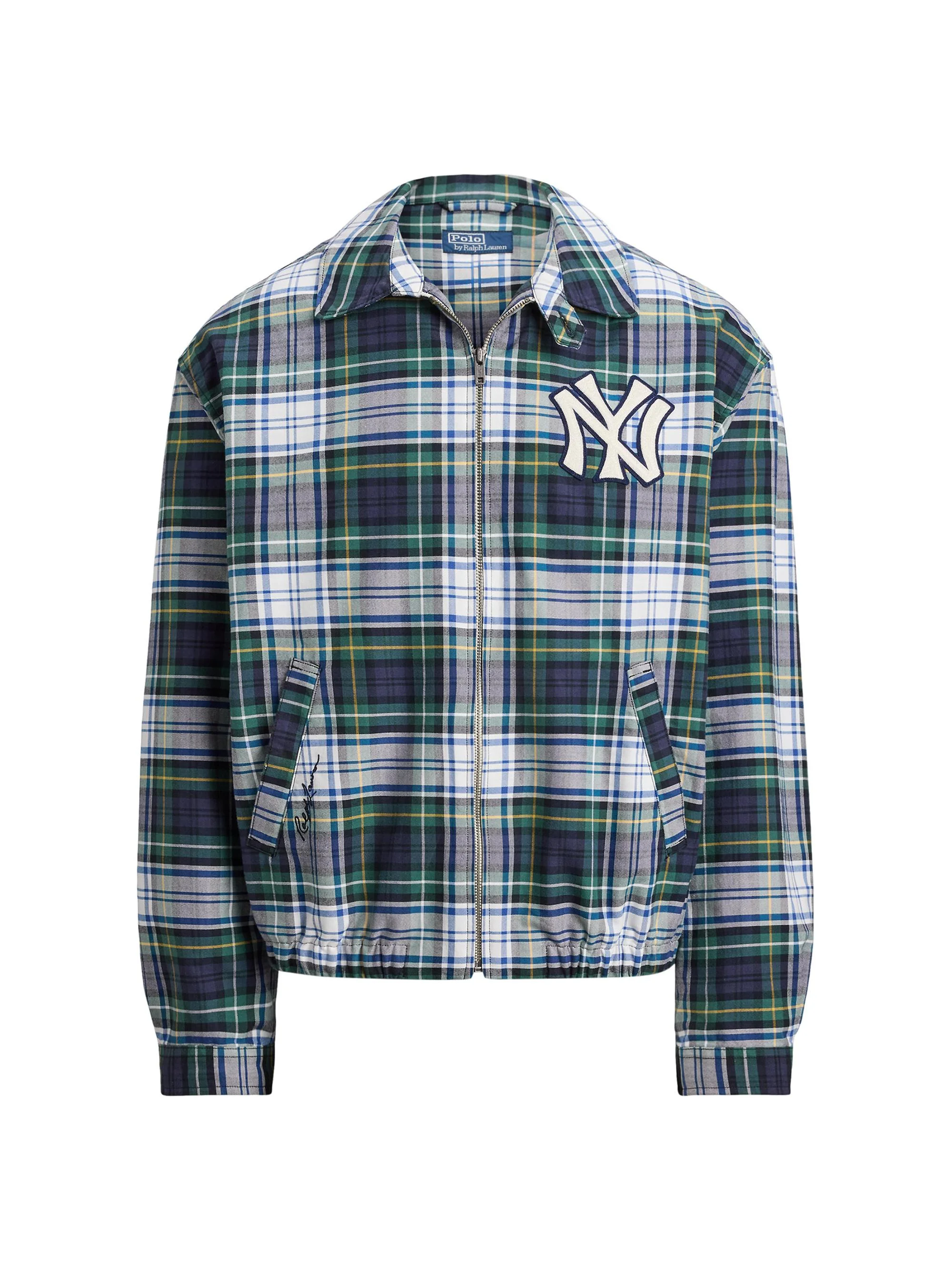 Men's Yankees Plaid Oxford Jacket - White Green Multi - 1